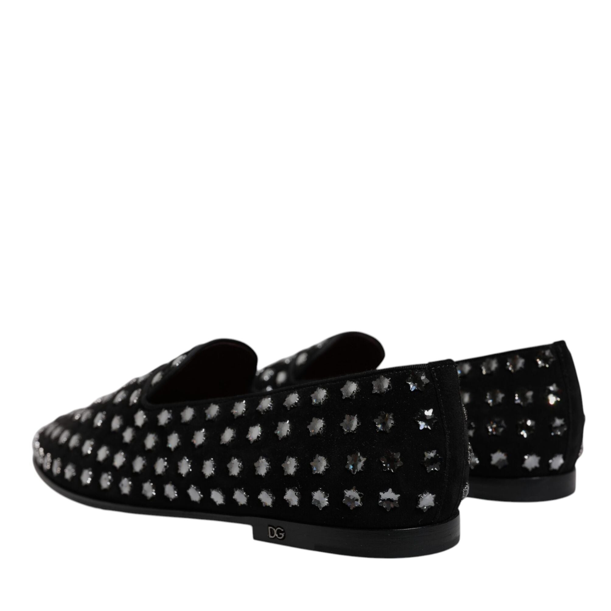 Dolce & Gabbana Black Crystal Embellished Loafers Dress Shoes