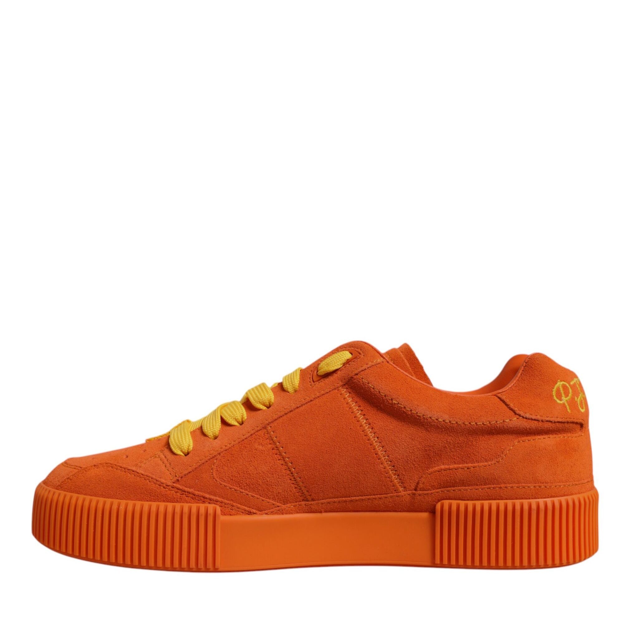 Dolce & Gabbana Orange Miami Leather Low Top Sneakers Shoes