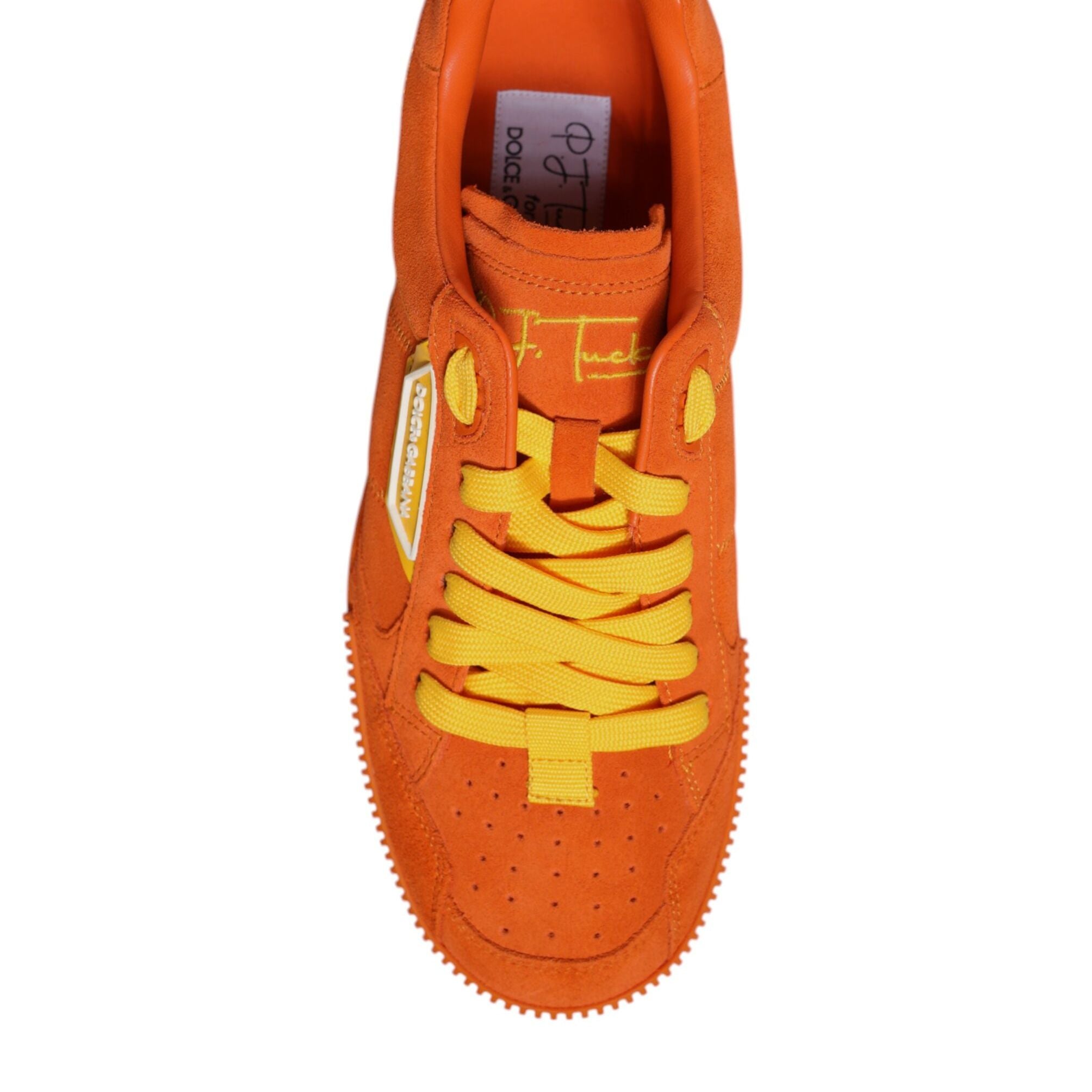 Dolce & Gabbana Orange Miami Leather Low Top Sneakers Shoes