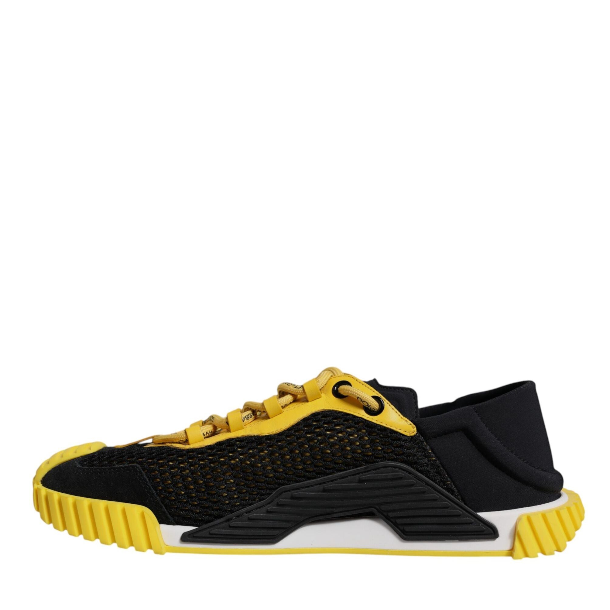 Dolce & Gabbana Black Yellow Low Top NS1 Sneakers Shoes