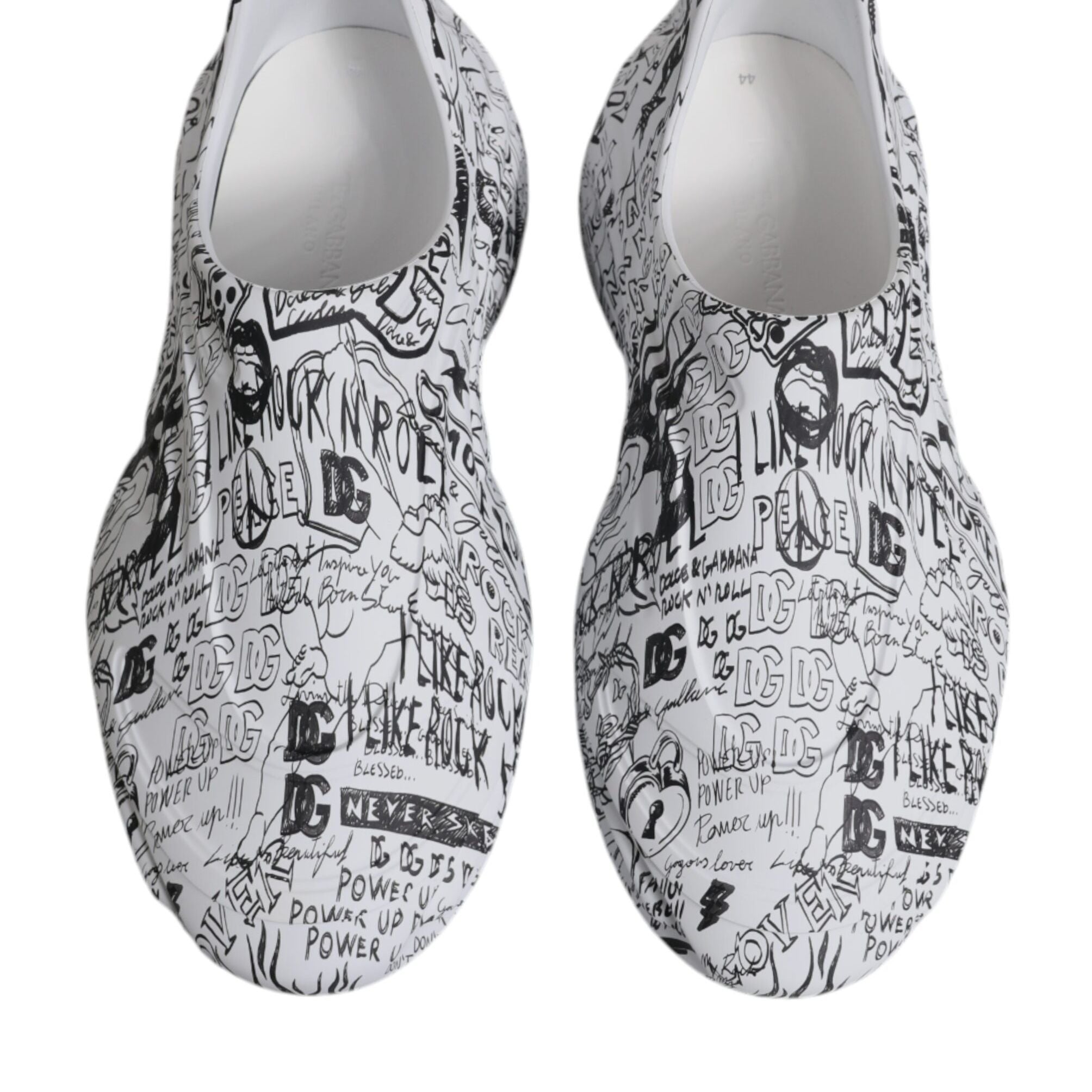 Dolce & Gabbana White Black Graffiti Daymaster Sneakers Shoes