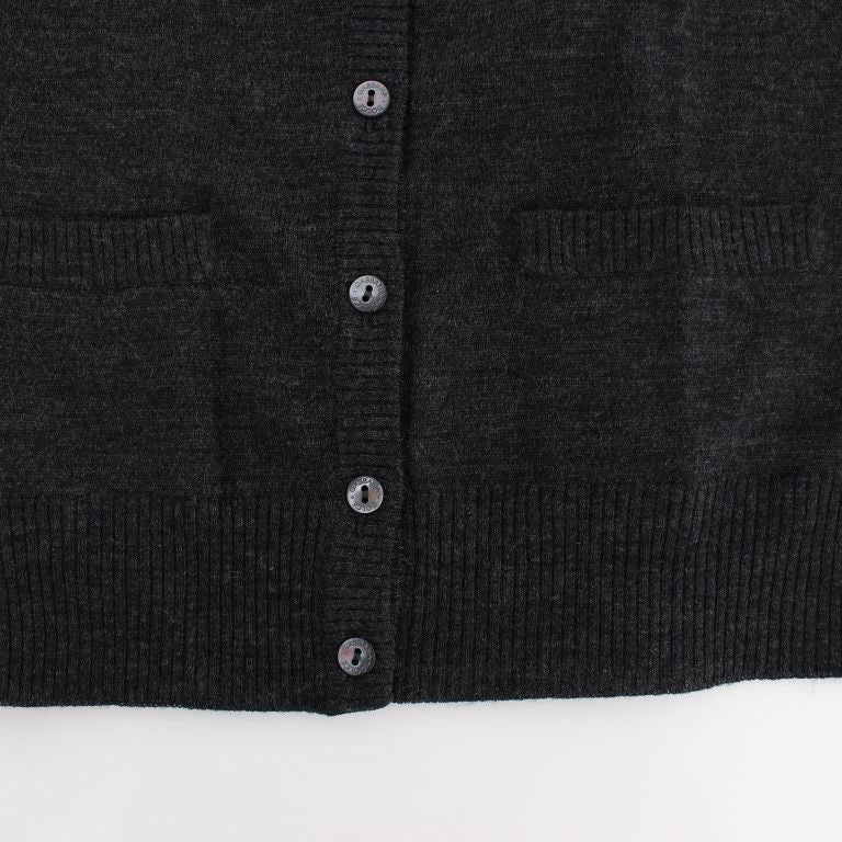 Dolce & Gabbana Gray Wool Button Cardigan Sweater