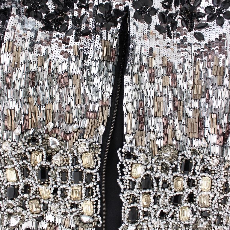 Dolce & Gabbana Crystal Silver Runway Handmade Dress