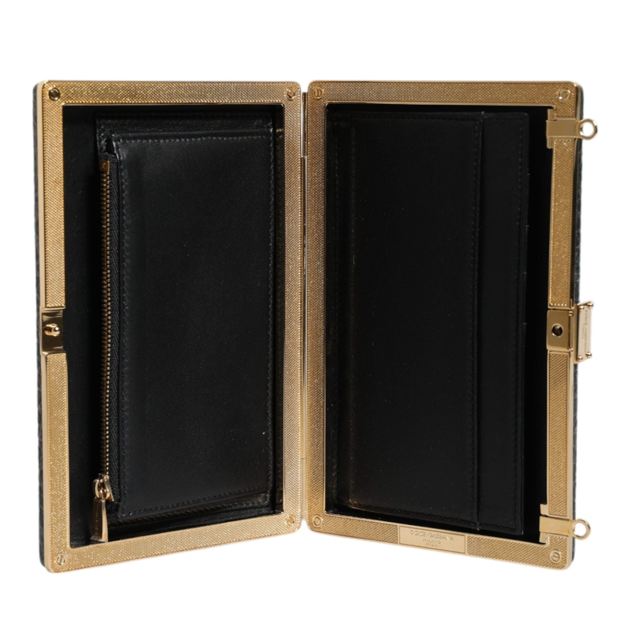 Dolce & Gabbana Black Leather Clutch Evening Crossbody Bag