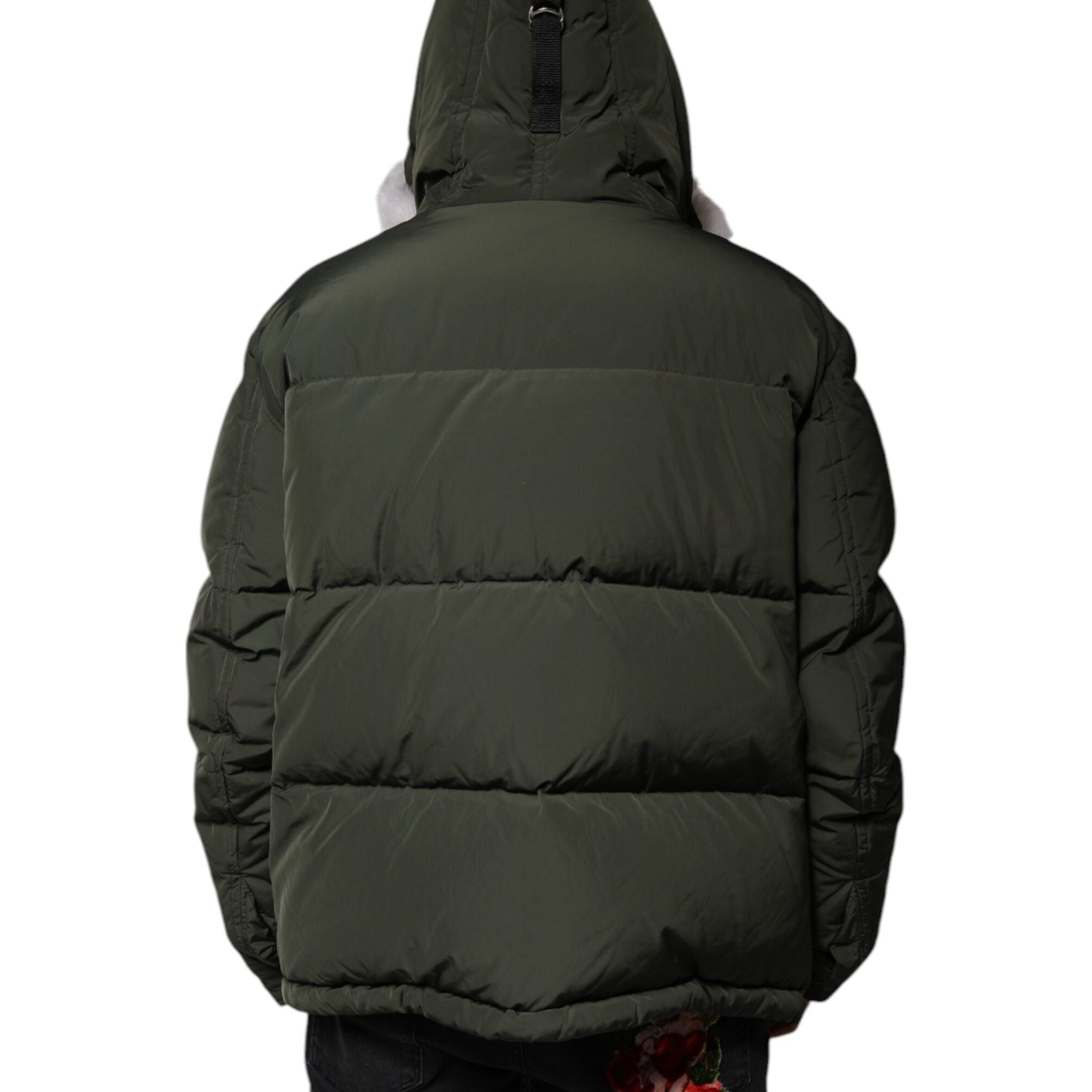 Dsquared² Green Hooded Long Sleeves Fur Shearling Jacket