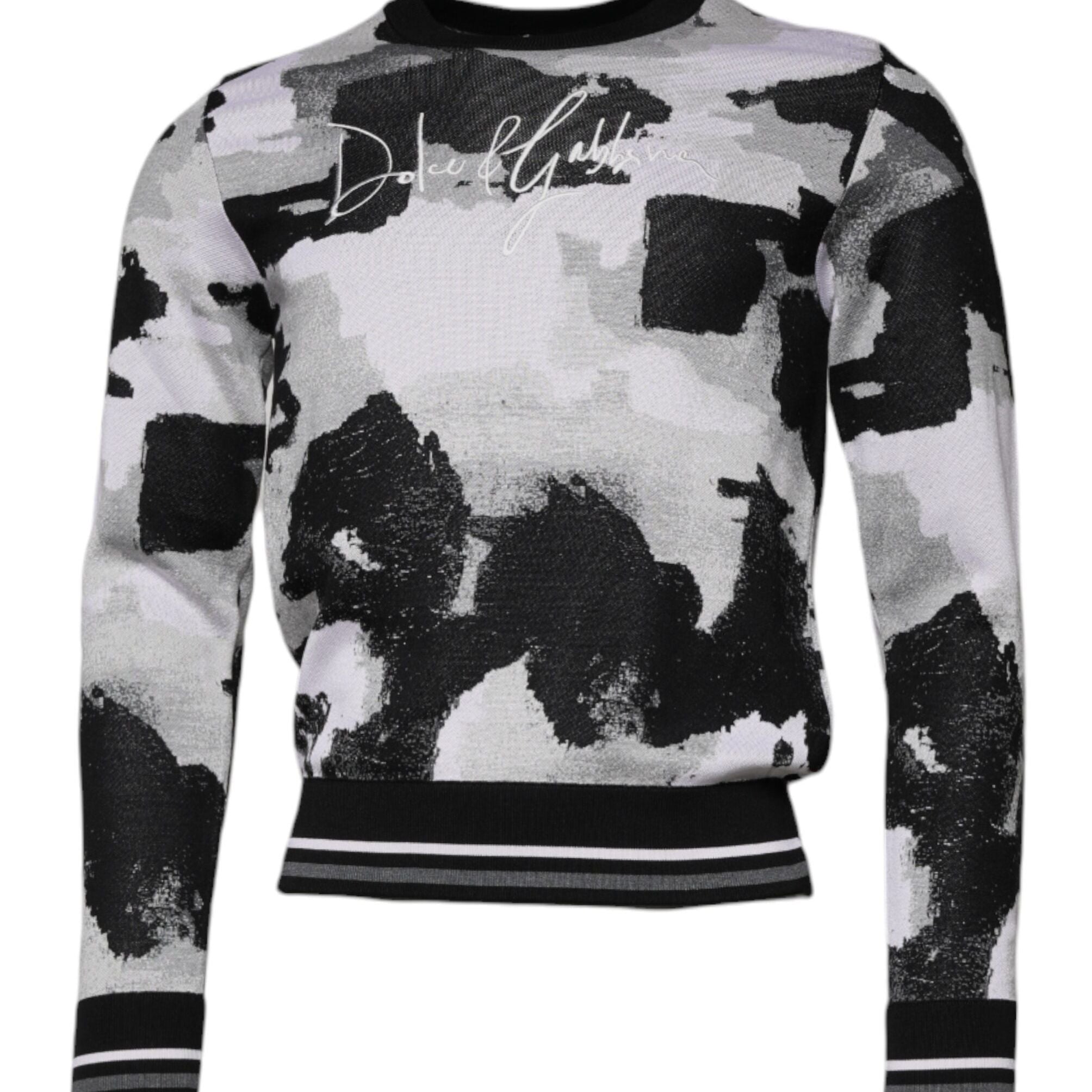 Dolce & Gabbana Multicolor Camouflage Crew Neck Men Pullover Sweater