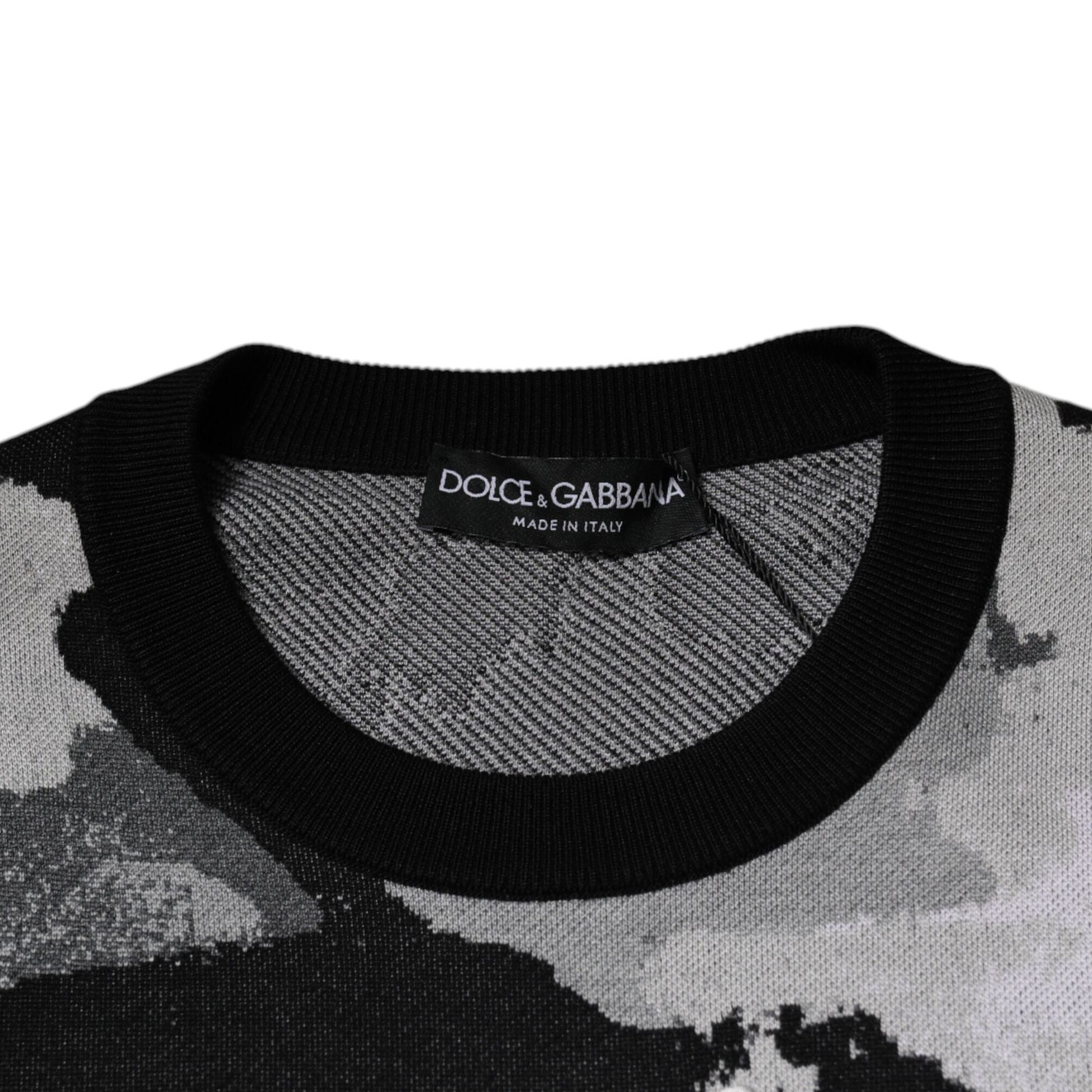 Dolce & Gabbana Multicolor Camouflage Crew Neck Men Pullover Sweater