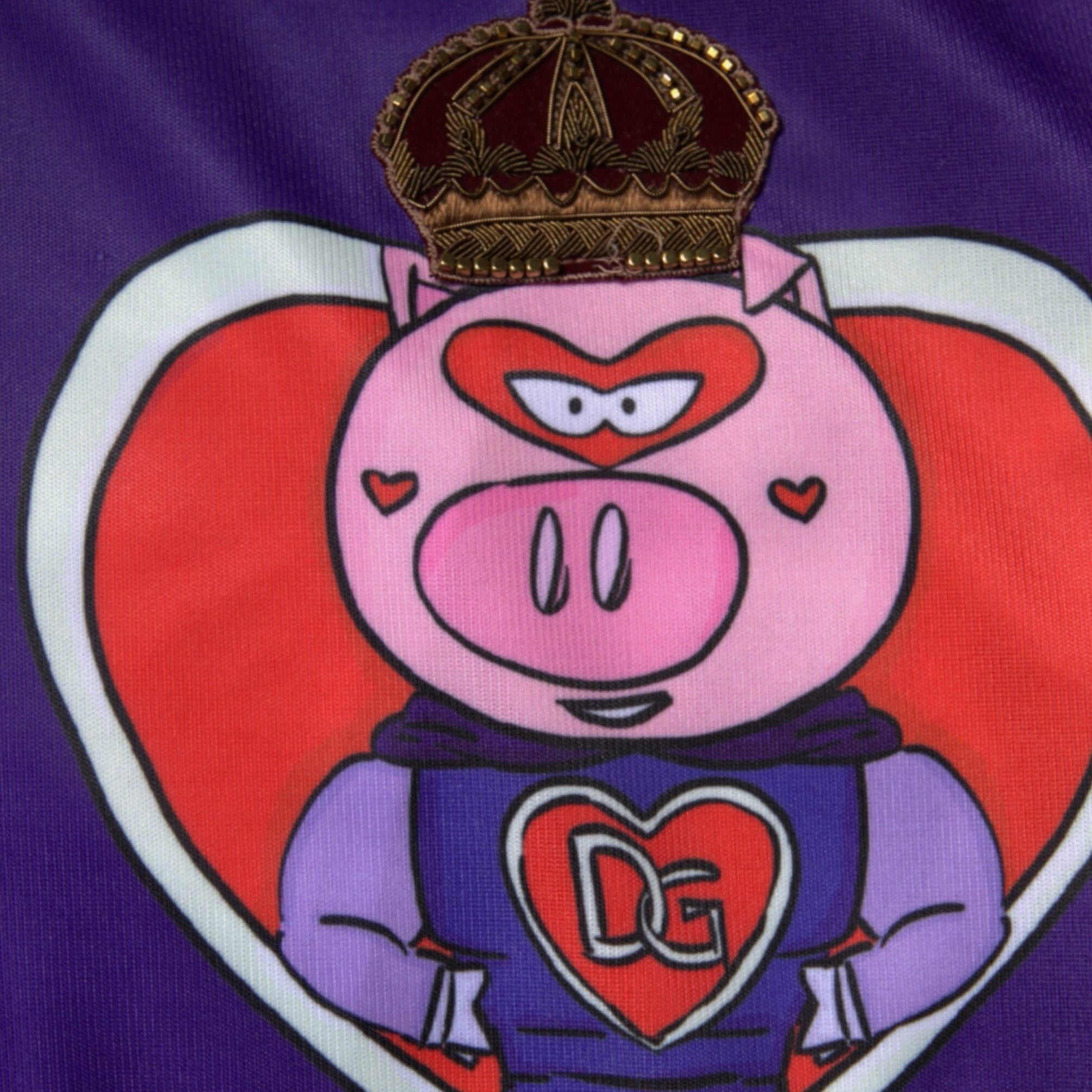 Dolce & Gabbana Purple Year Of The Pig Full Zip Bomber Sweater