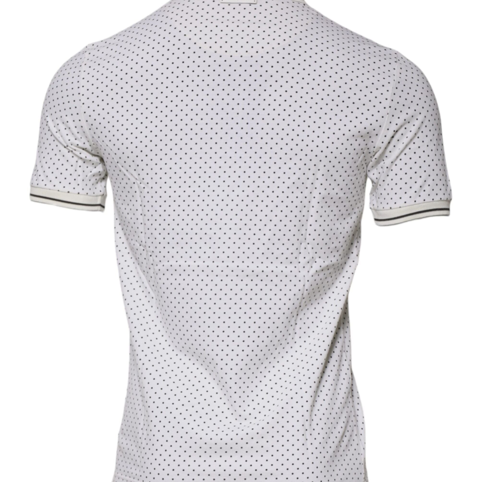 Dolce & Gabbana White Polka Dot Cotton Collared Polo T-shirt