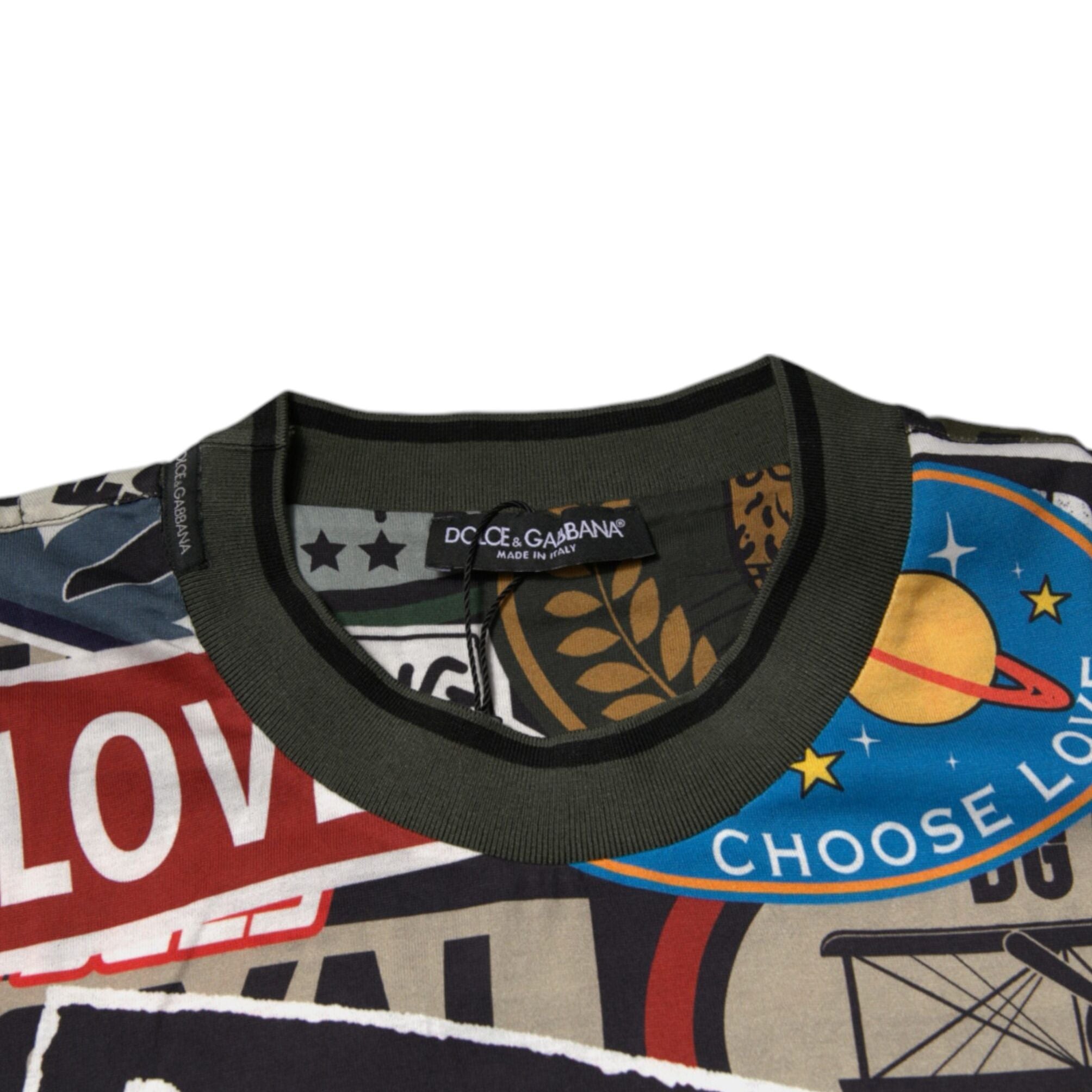 Dolce & Gabbana Multicolor Graphic Print Cotton Crew Neck T-shirt