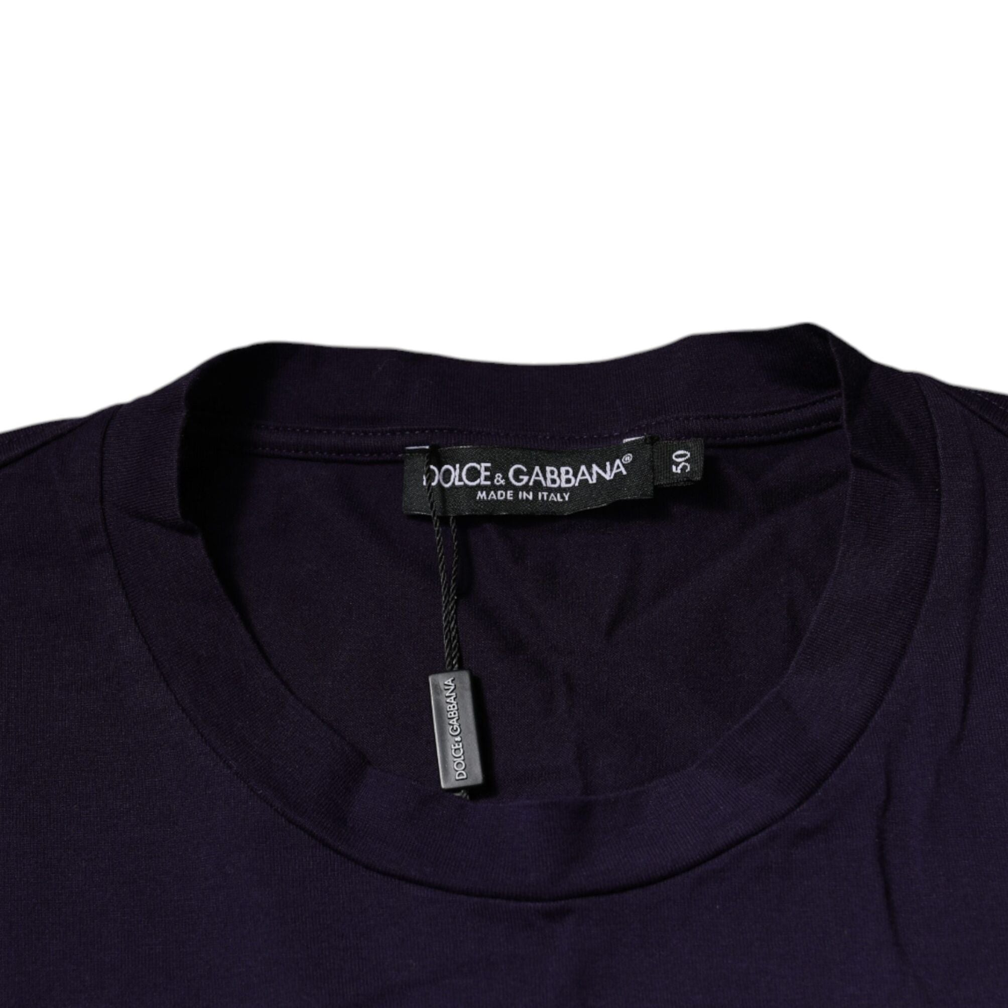 Dolce & Gabbana Purple DG Logo Cotton Crew Neck T-shirt