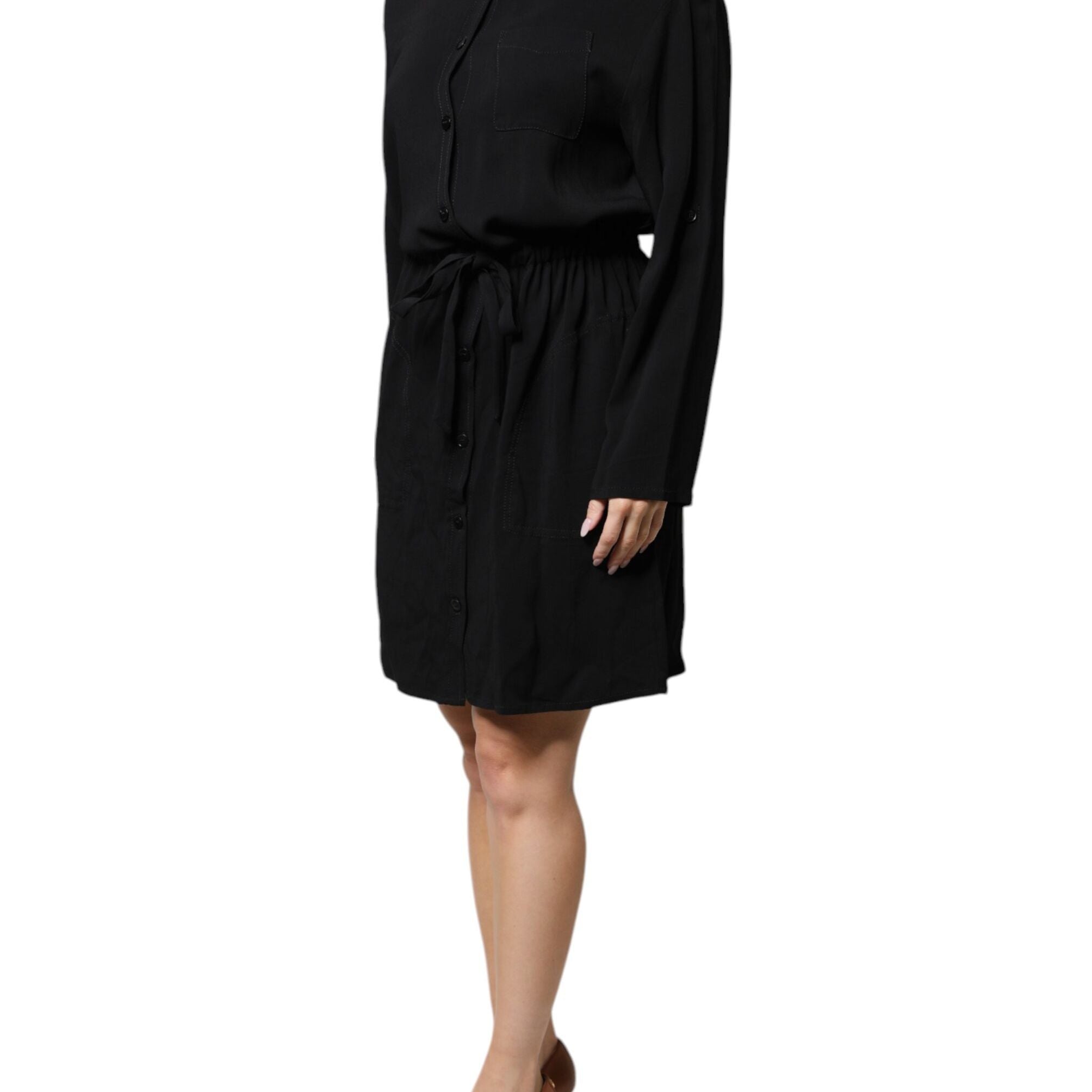 Emporio Armani Black Viscose Long Sleeves A-line Mini Dress