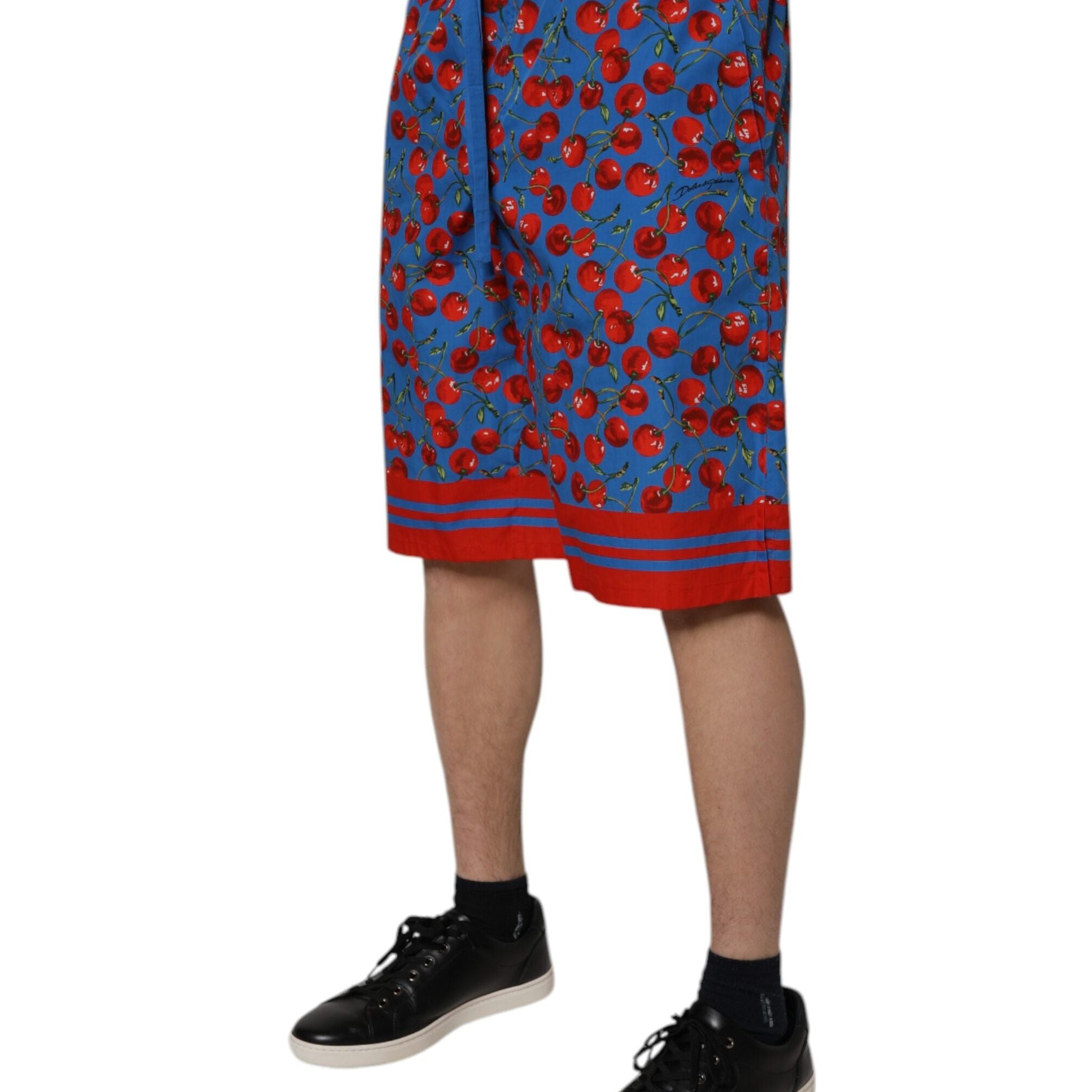 Dolce & Gabbana Blue Cherry Print Cotton Men Bermuda Shorts