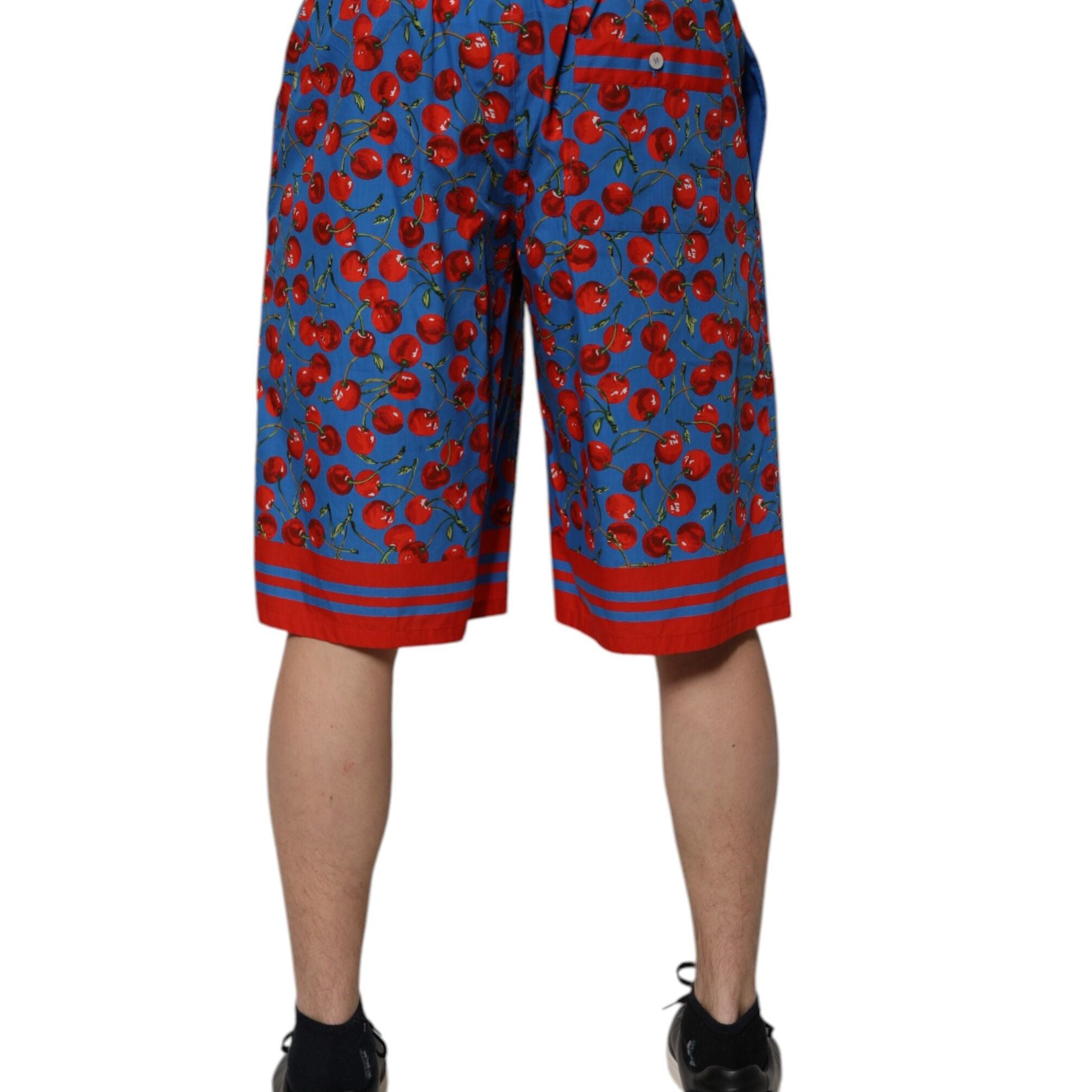 Dolce & Gabbana Blue Cherry Print Cotton Men Bermuda Shorts