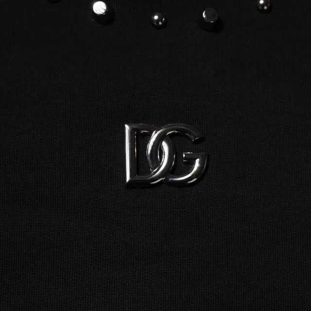 Dolce & Gabbana Black Logo Stud Pullover Sweatshirt Sweater