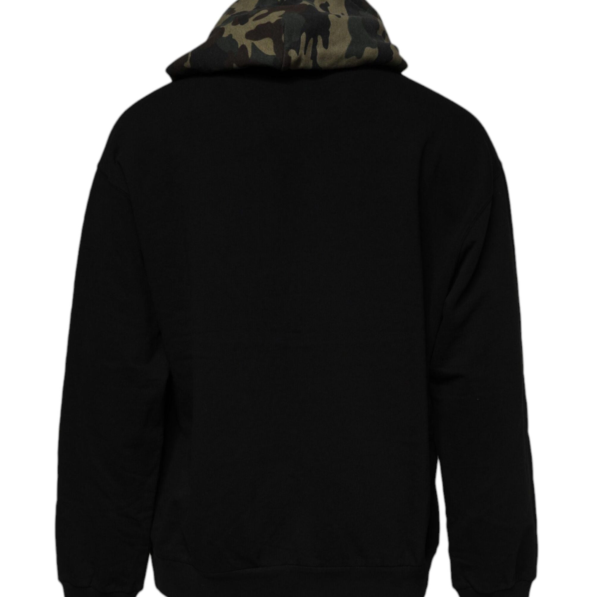 Dolce & Gabbana Black Camouflage Hooded Sweatshirt Sweater