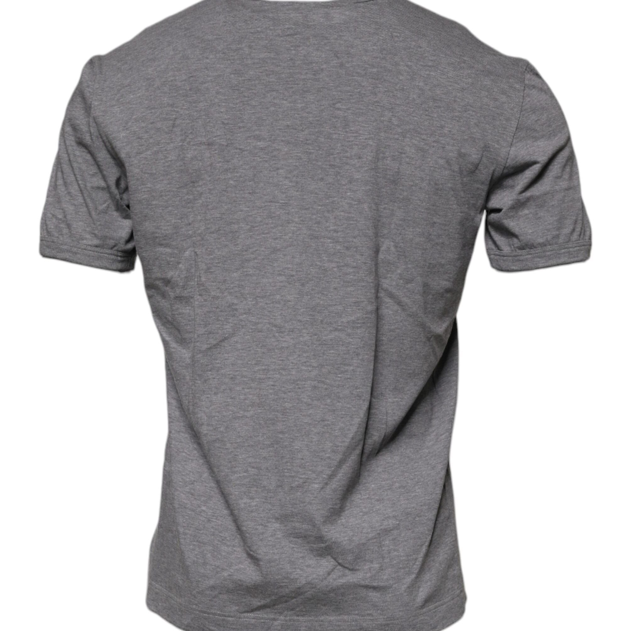 Dolce & Gabbana Gray Logo Print Cotton Crew Neck Men T-shirt