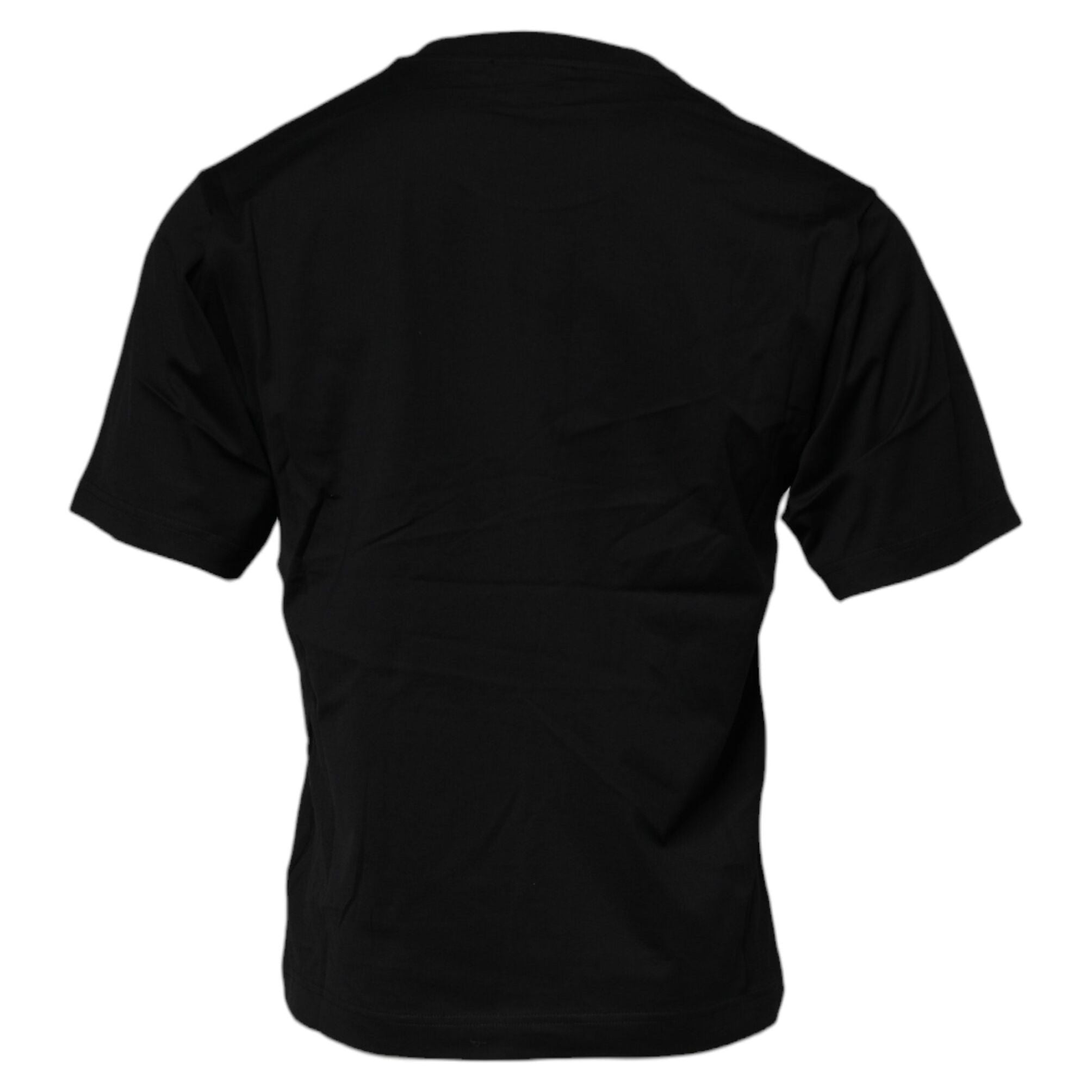 Dolce & Gabbana Black Logo Patch Cotton Crew Neck T-shirt
