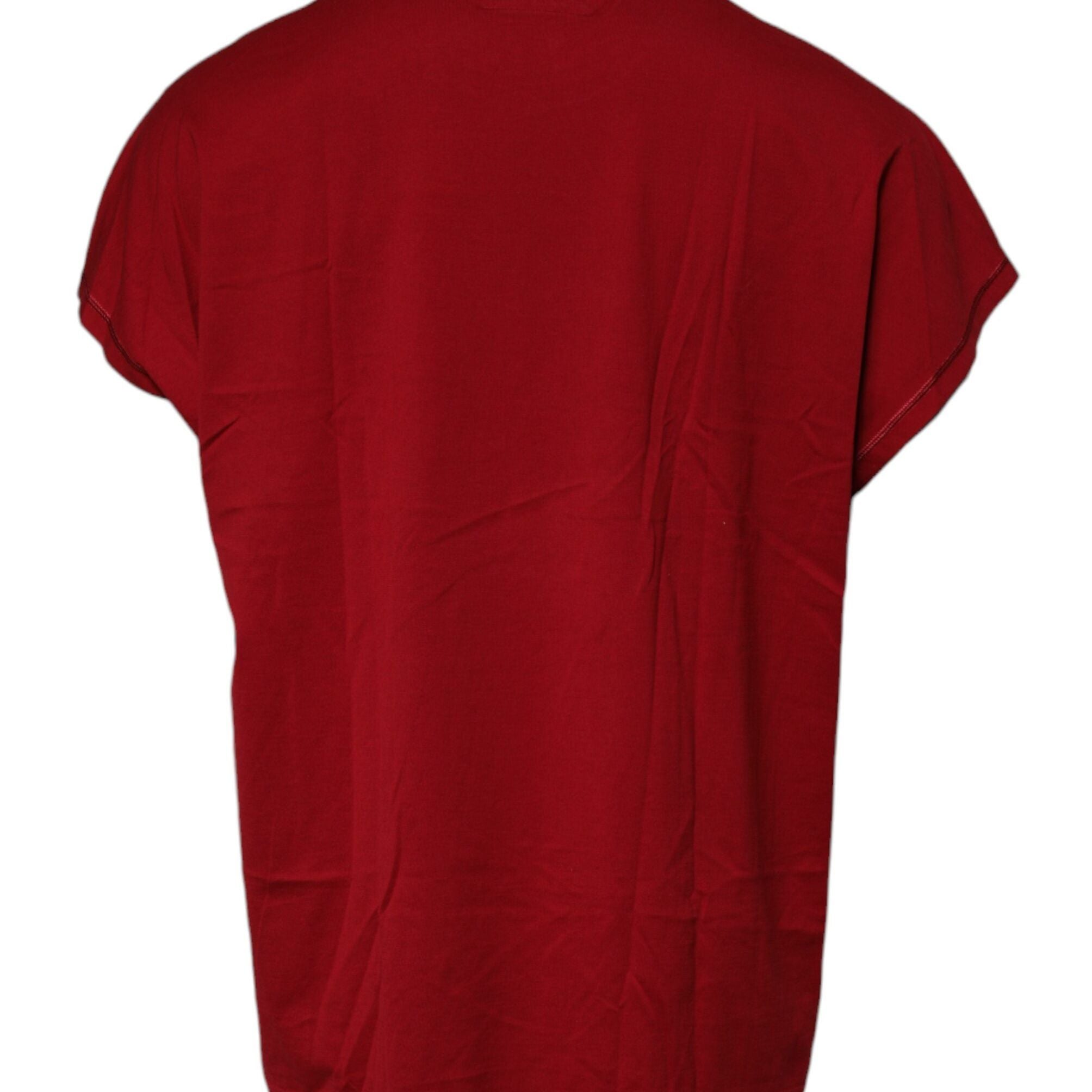 Dolce & Gabbana Red Logo Crown Cotton Crew Neck T-shirt