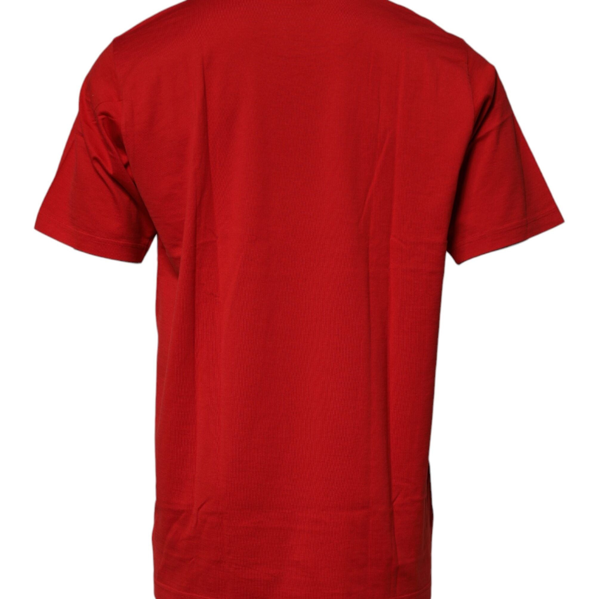 Dolce & Gabbana Red Logo Crown Cotton Crew Neck T-shirt