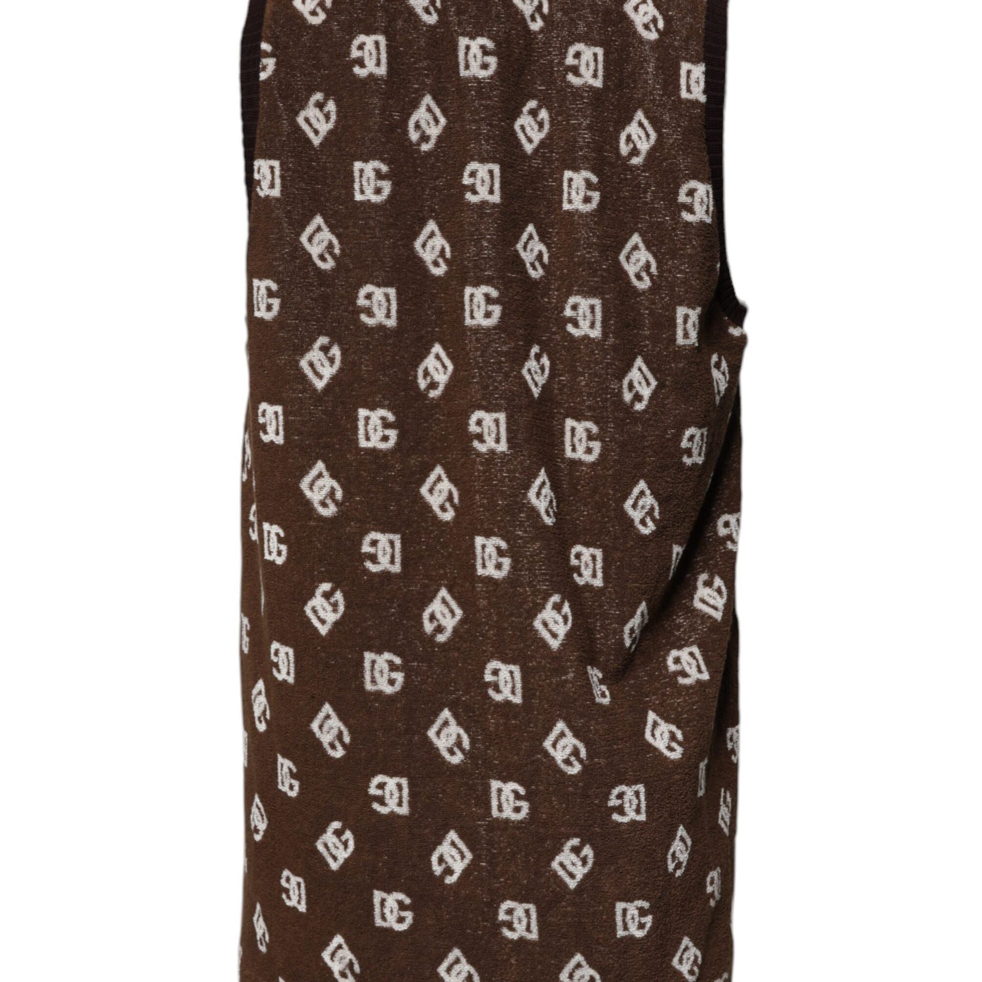 Dolce & Gabbana Brown Logo Monogram Cotton Crew Neck T-shirt