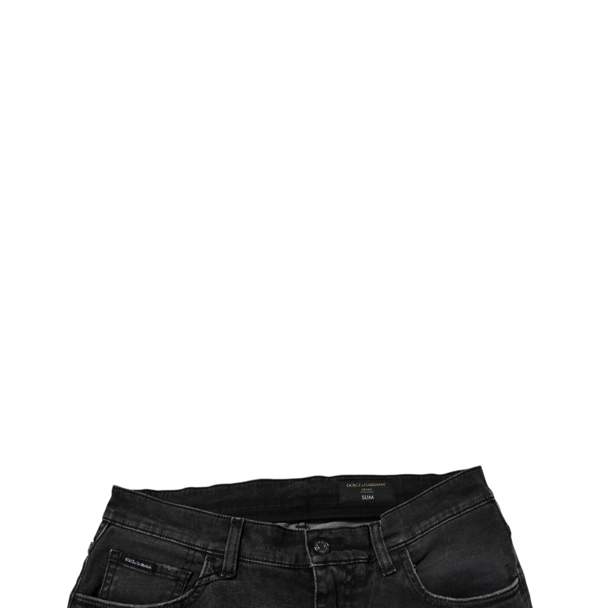Dolce & Gabbana Black Cotton Stretch Skinny Men Denim Jeans