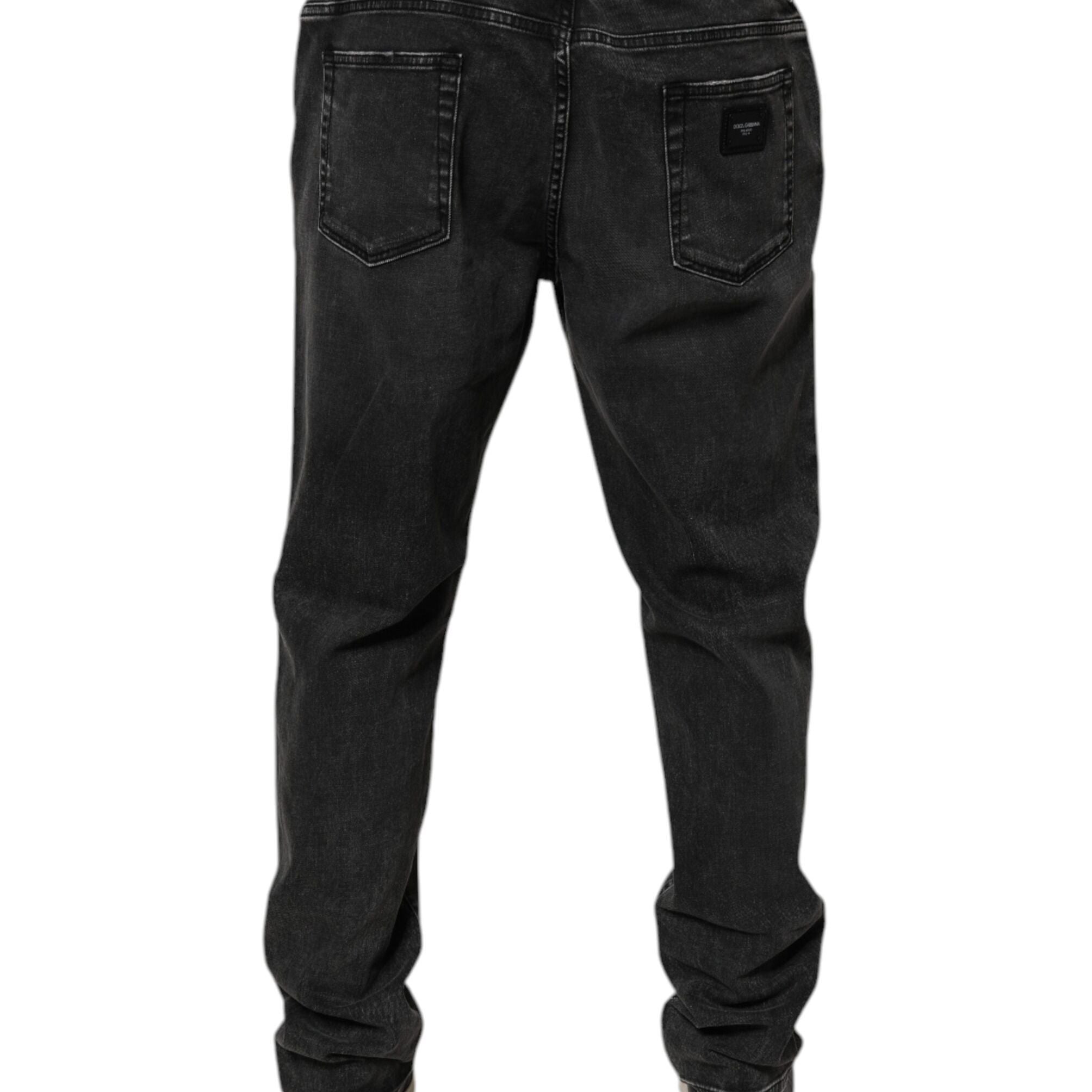Dolce & Gabbana Black Cotton Stretch Skinny Men Denim Jeans