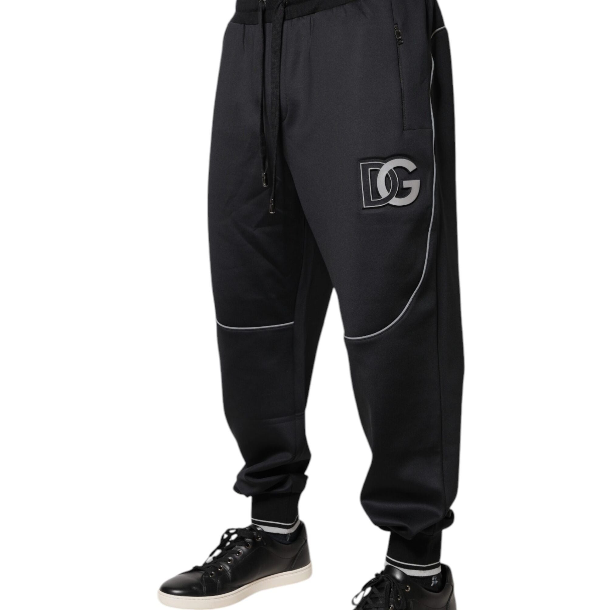 Dolce & Gabbana Black Polyester Logo Jogger Pants