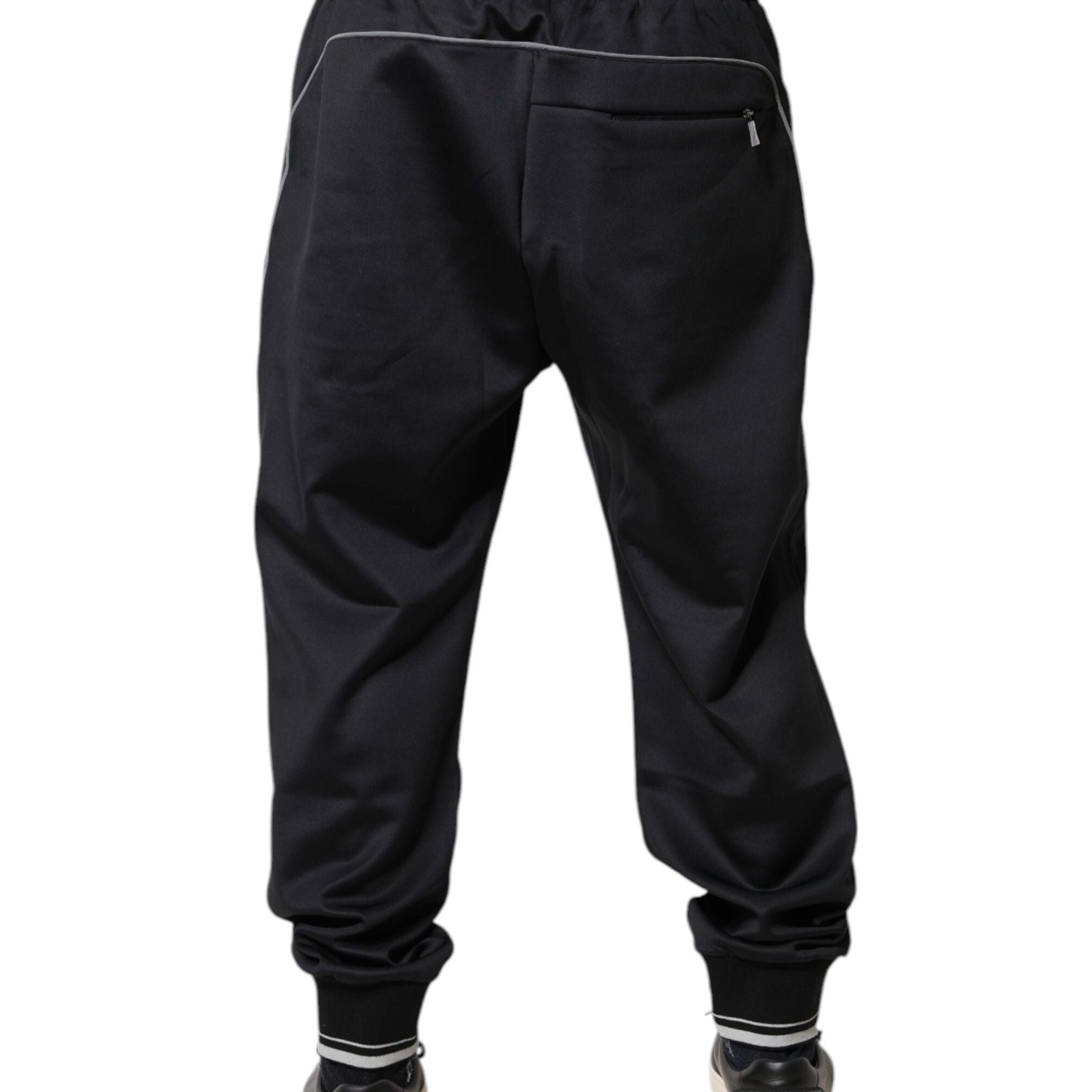 Dolce & Gabbana Black Polyester Logo Jogger Pants