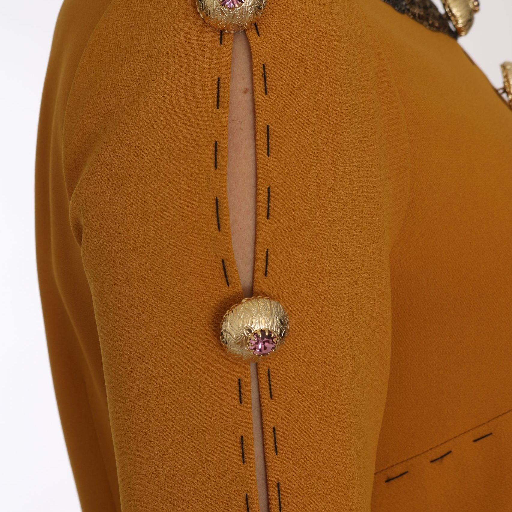 Dolce & Gabbana Brown Mini Crystal Embellished Dress