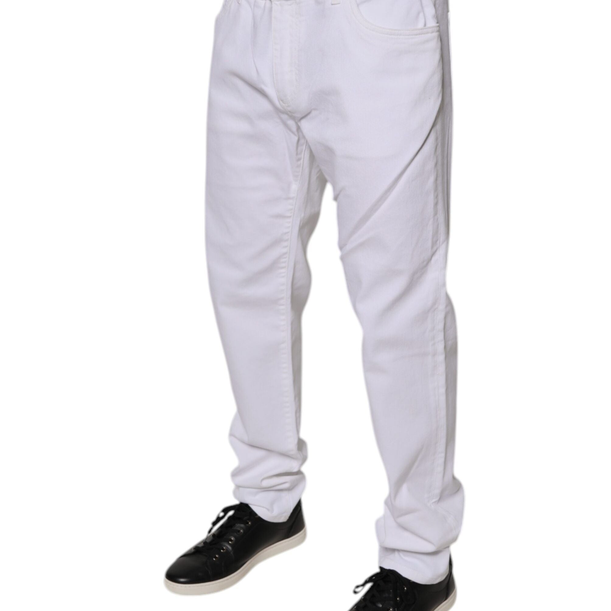 Dolce & Gabbana White Cotton Stretch Skinny Men Denim Jeans
