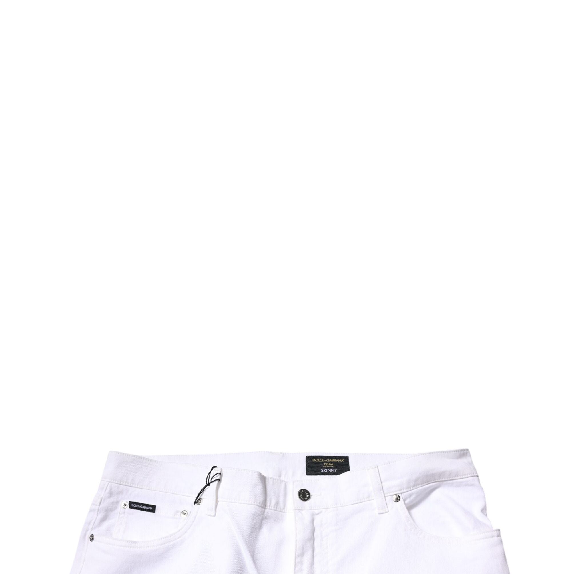 Dolce & Gabbana White Cotton Stretch Skinny Men Denim Jeans