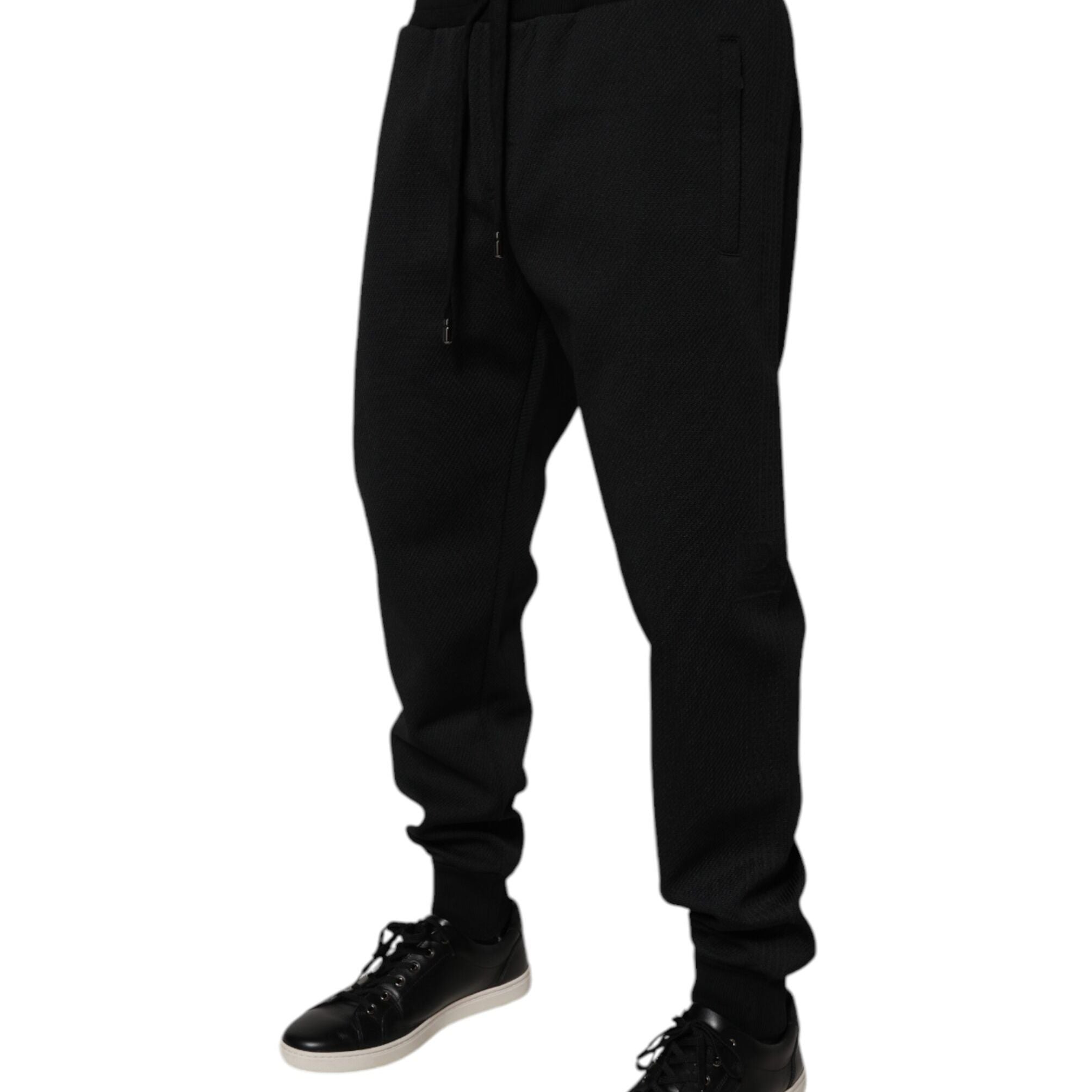 Dolce & Gabbana Black Polyester Men Jogger Sweatpants Pants
