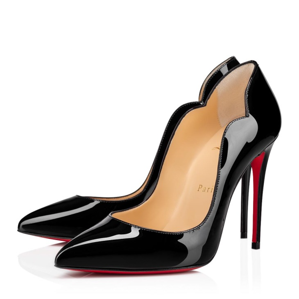 Christian Louboutin Black Patent Leather Hot Chick Pumps 100