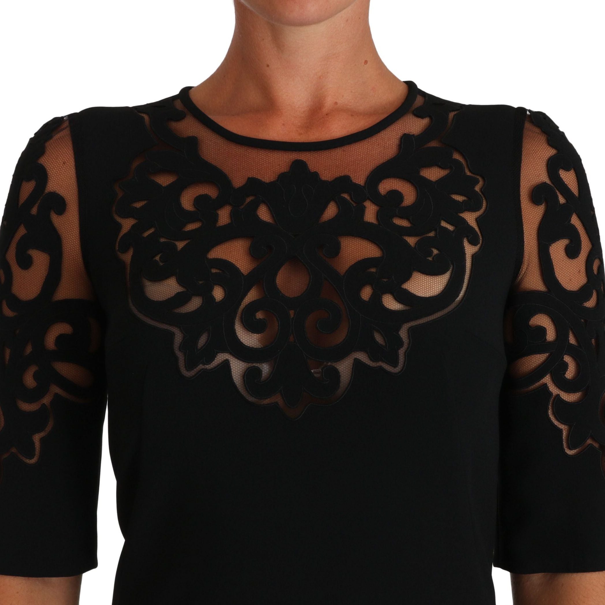 Dolce & Gabbana Black Floral Cut Out Pattern Coctail Dress