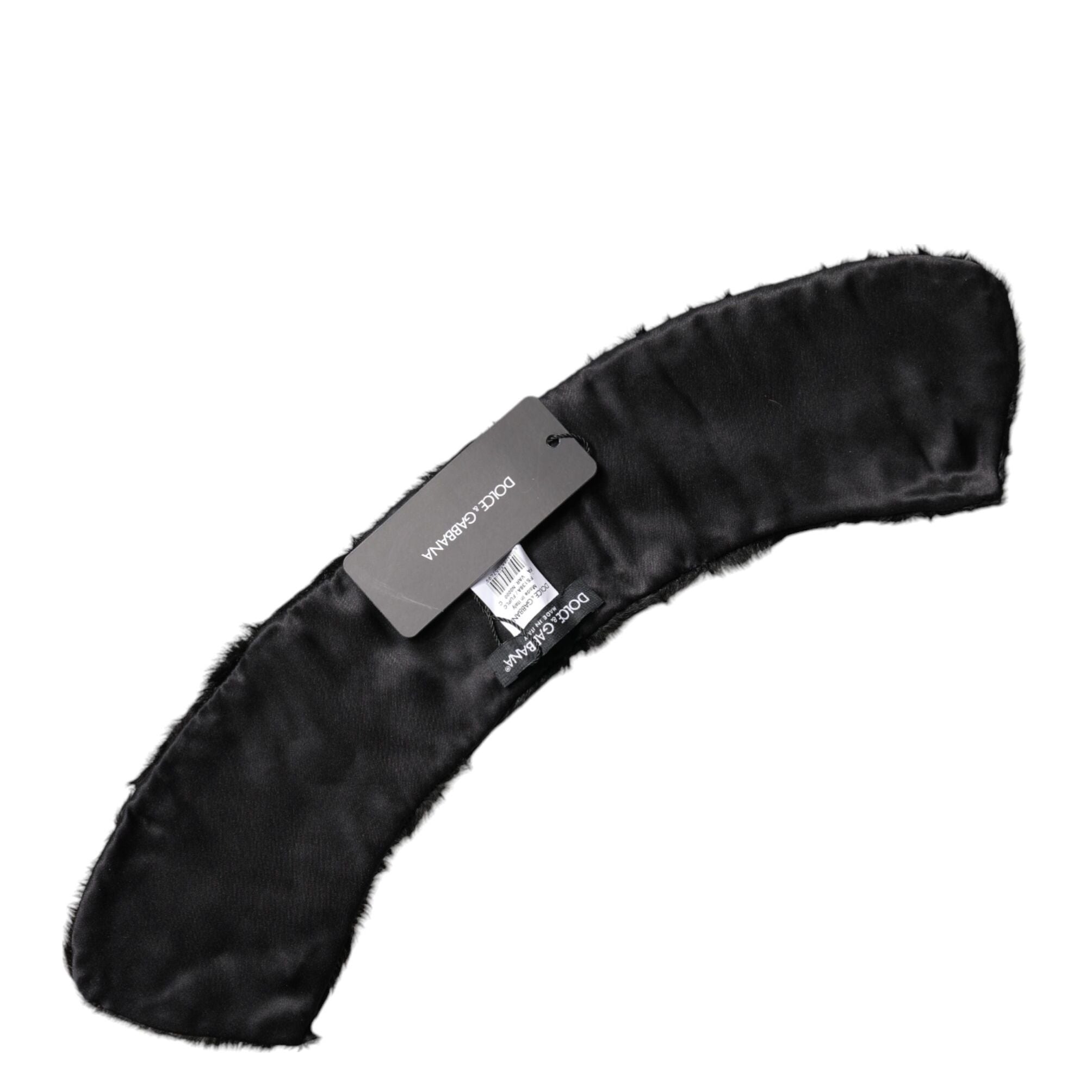 Dolce & Gabbana Black Lamb Fur Collar Women Neck Wrap Scarf
