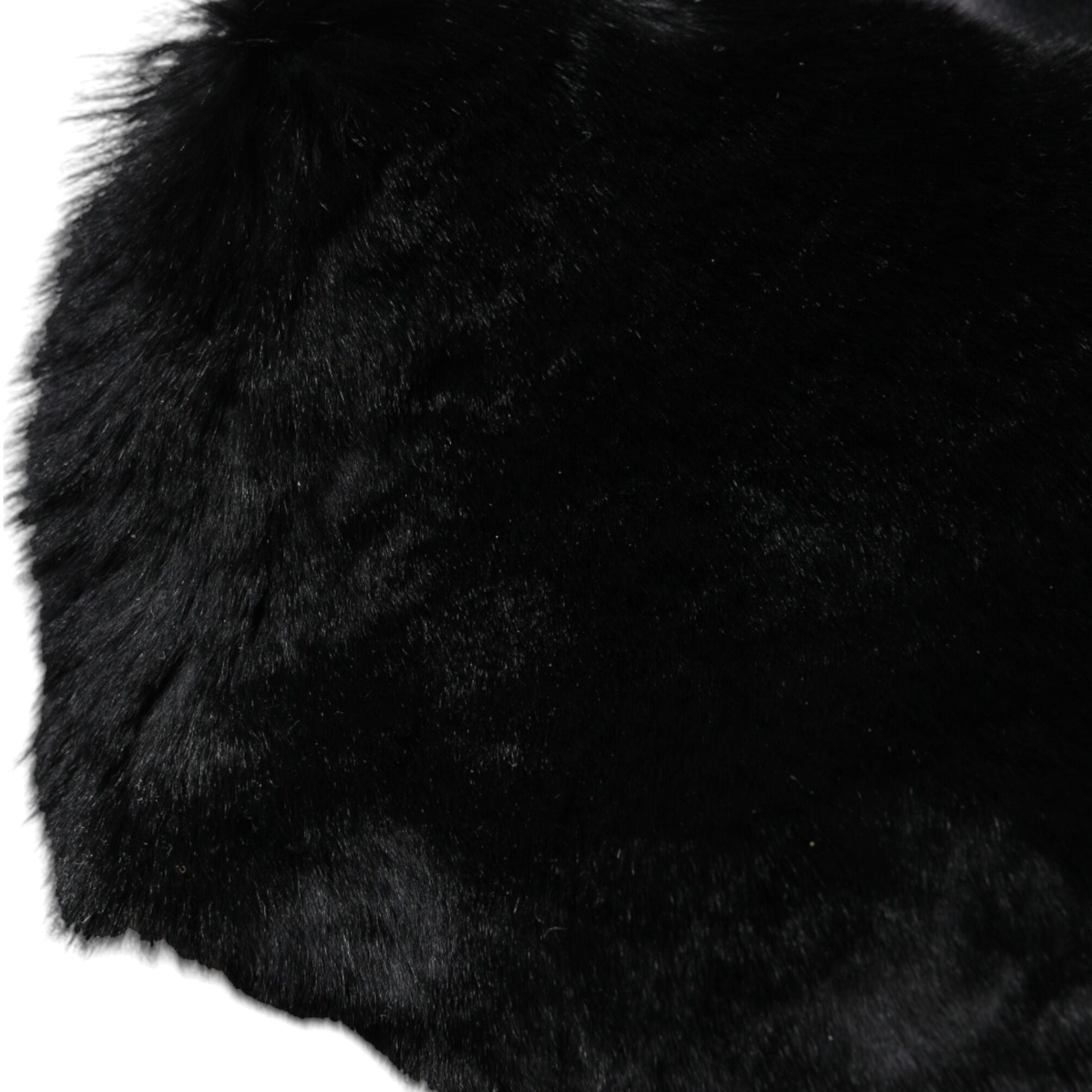 Dolce & Gabbana Black Lamb Fur Collar Women Neck Wrap Scarf