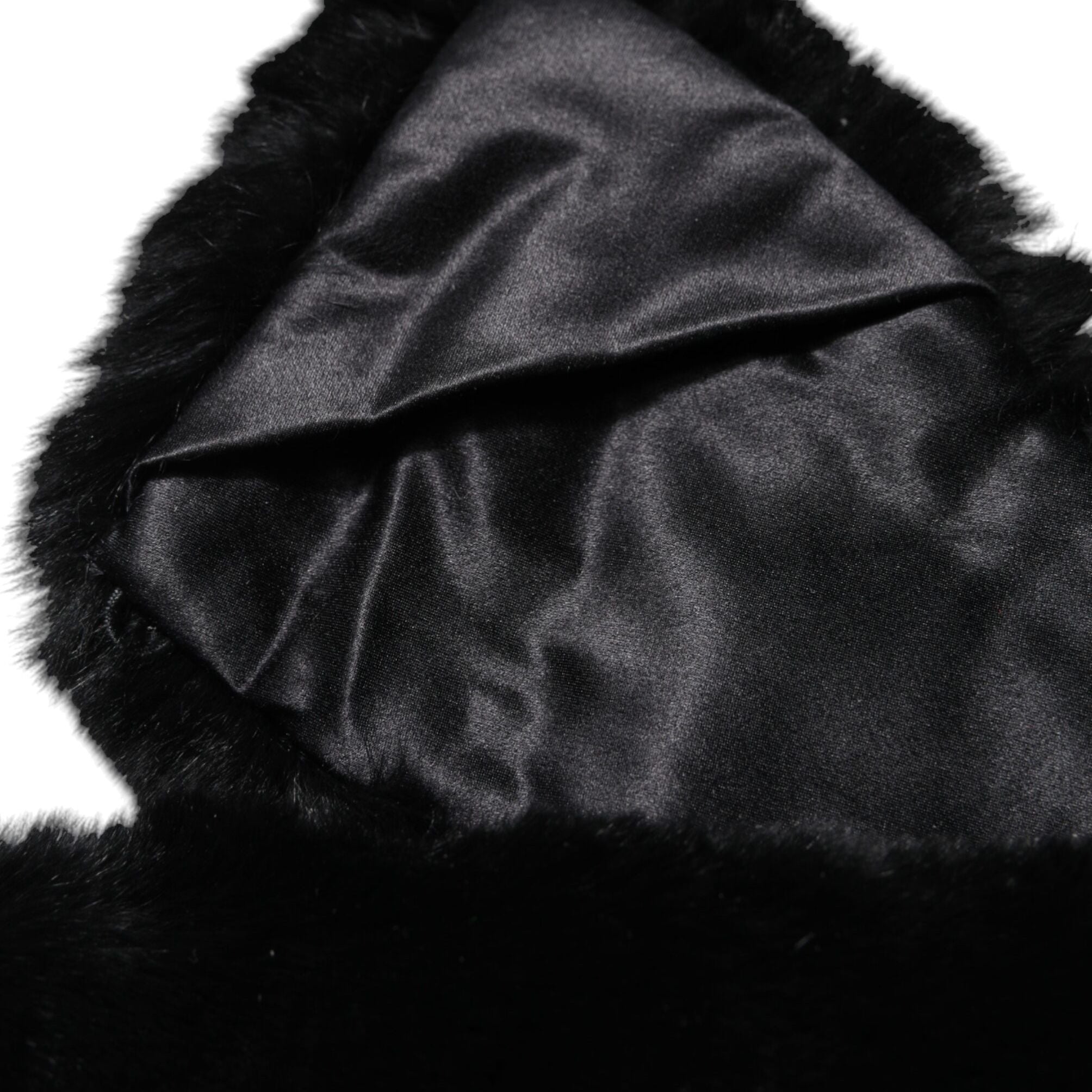 Dolce & Gabbana Black Lamb Fur Collar Women Neck Wrap Scarf