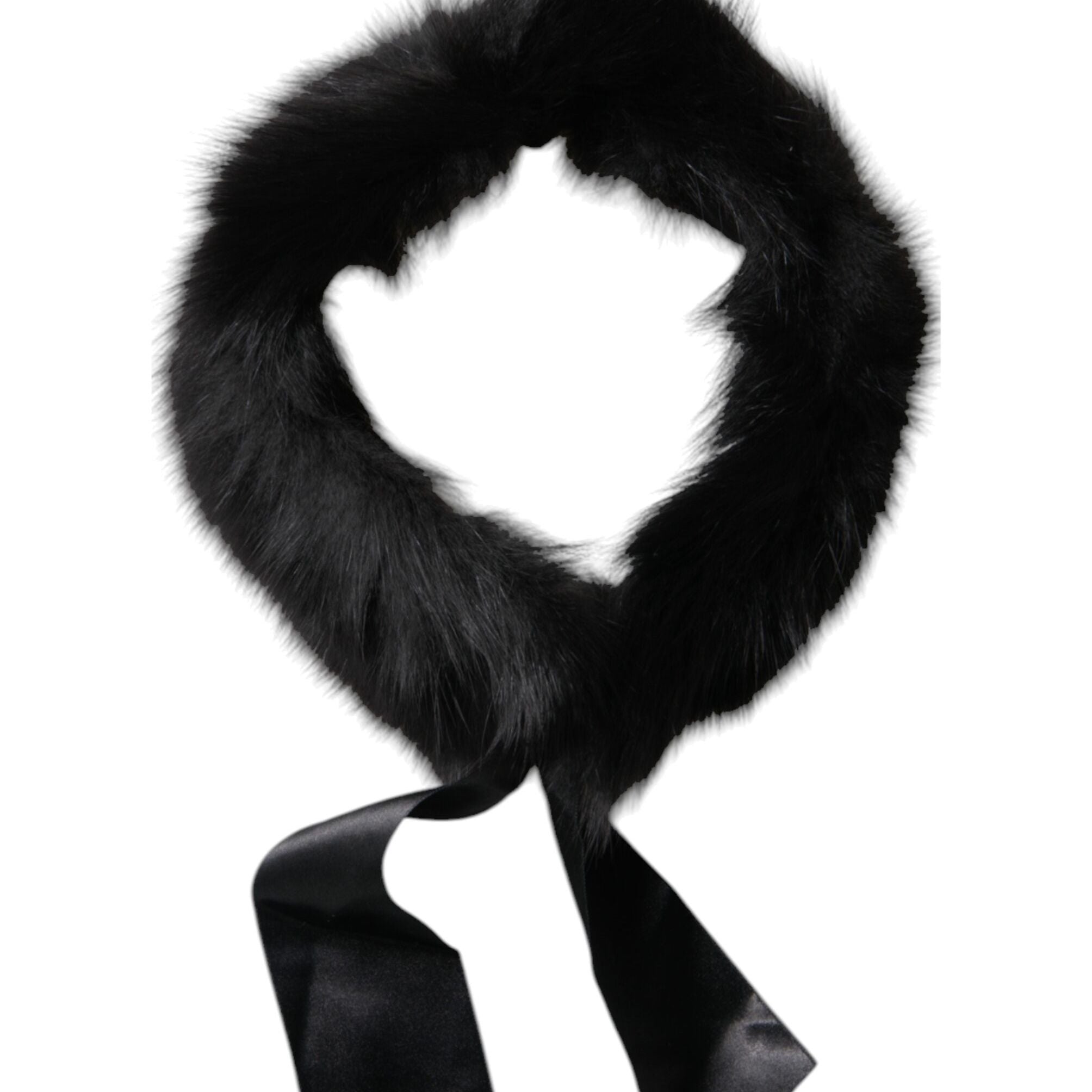 Dolce & Gabbana Black Fur Shoulder Collar Wrap Shawl Scarf