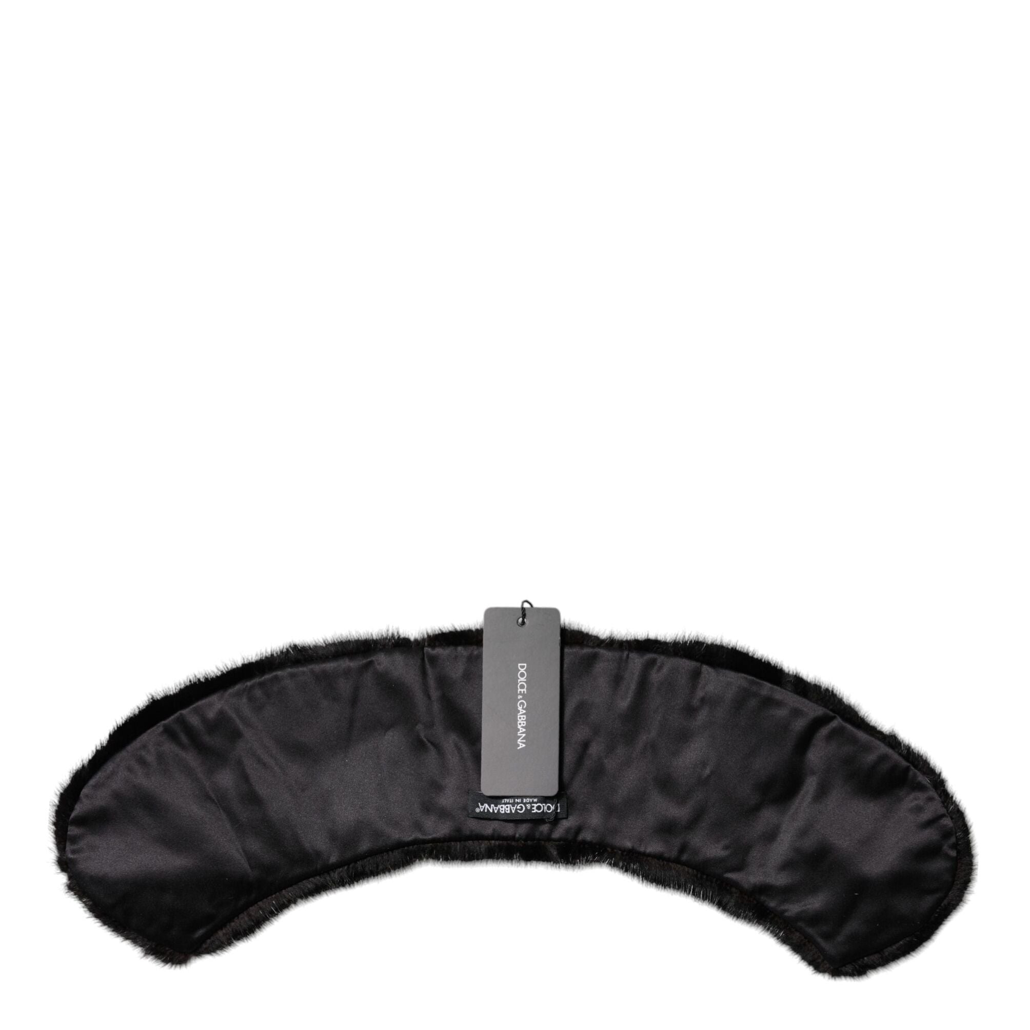 Dolce & Gabbana Black Fur Shawl Neck Wrap Cover Collar Scarf