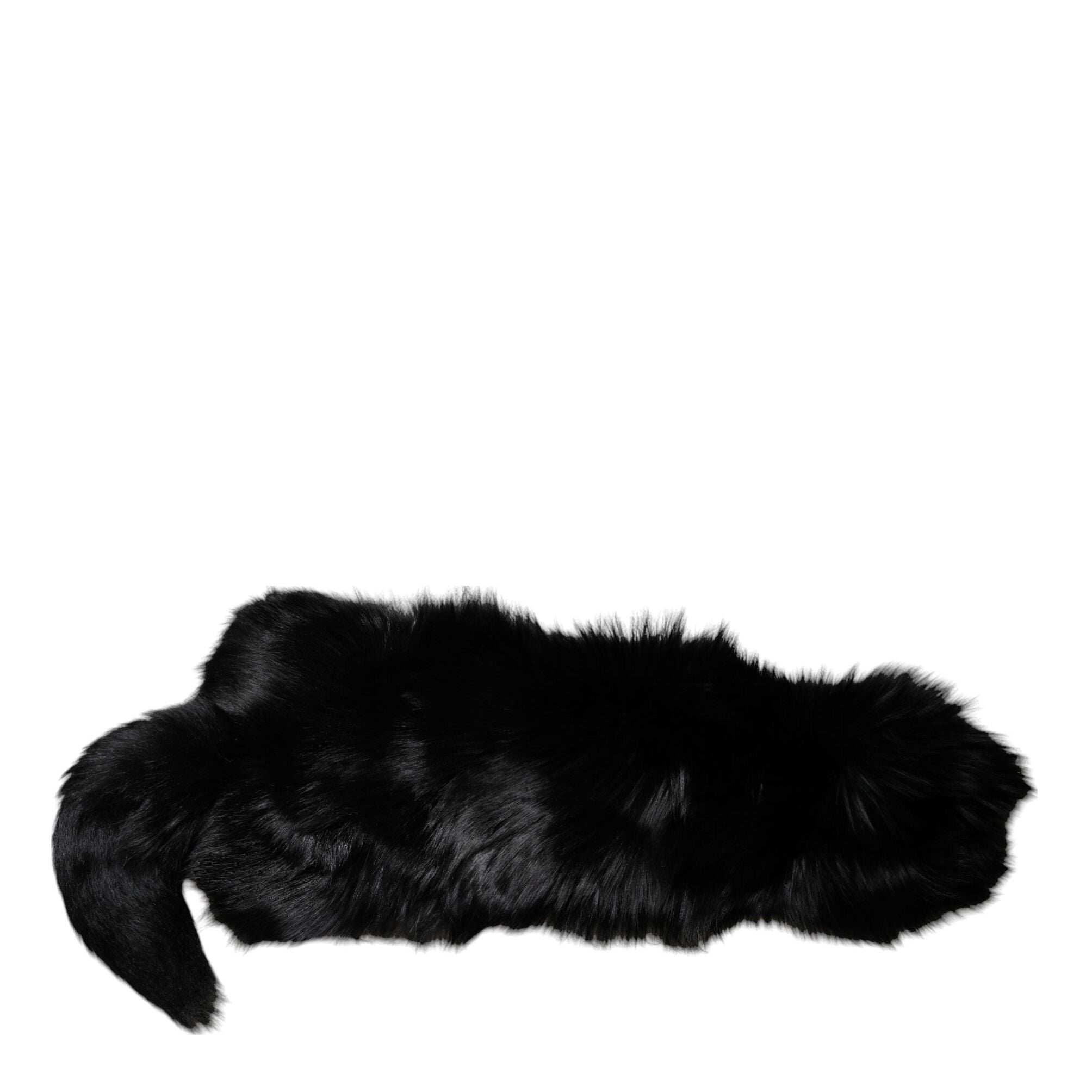 Dolce & Gabbana Black Fox Fur Neck Wrap Warmer Winter Scarf
