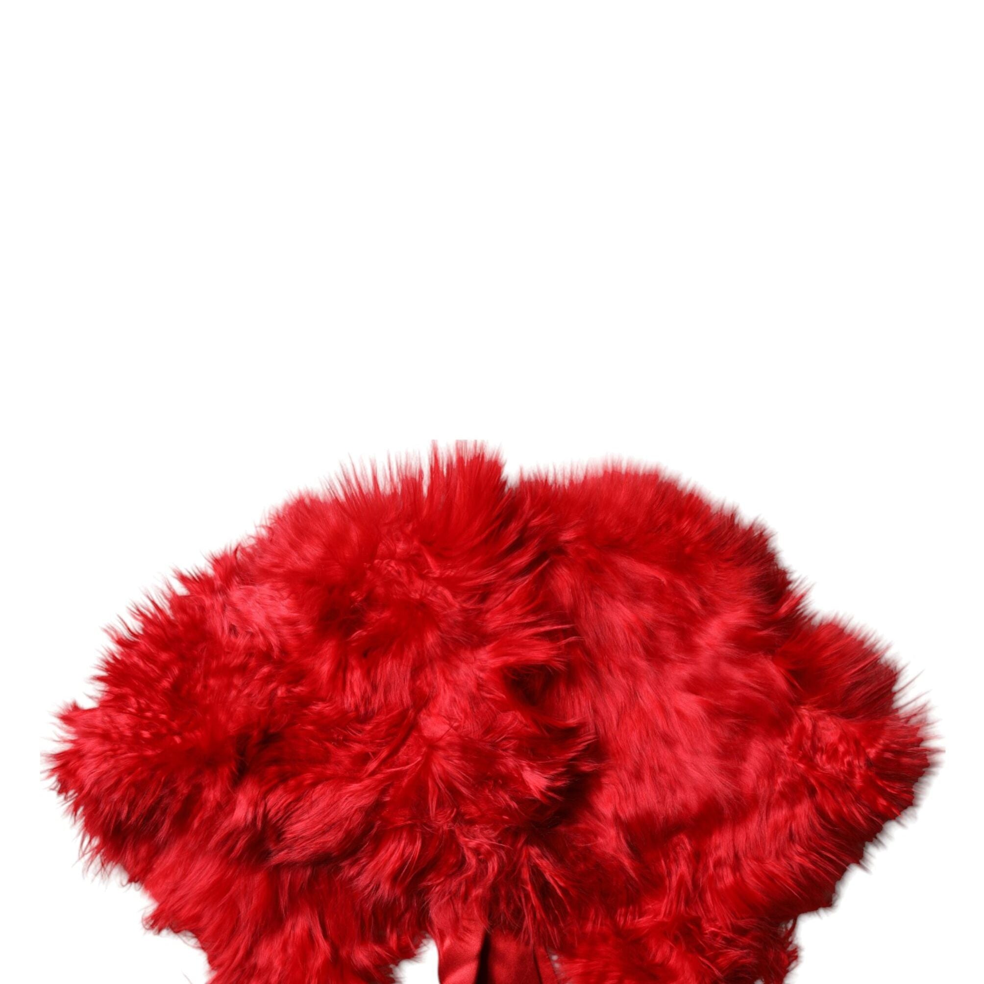 Dolce & Gabbana Red Alpaca Fur Women Neck Warmer Winter Scarf