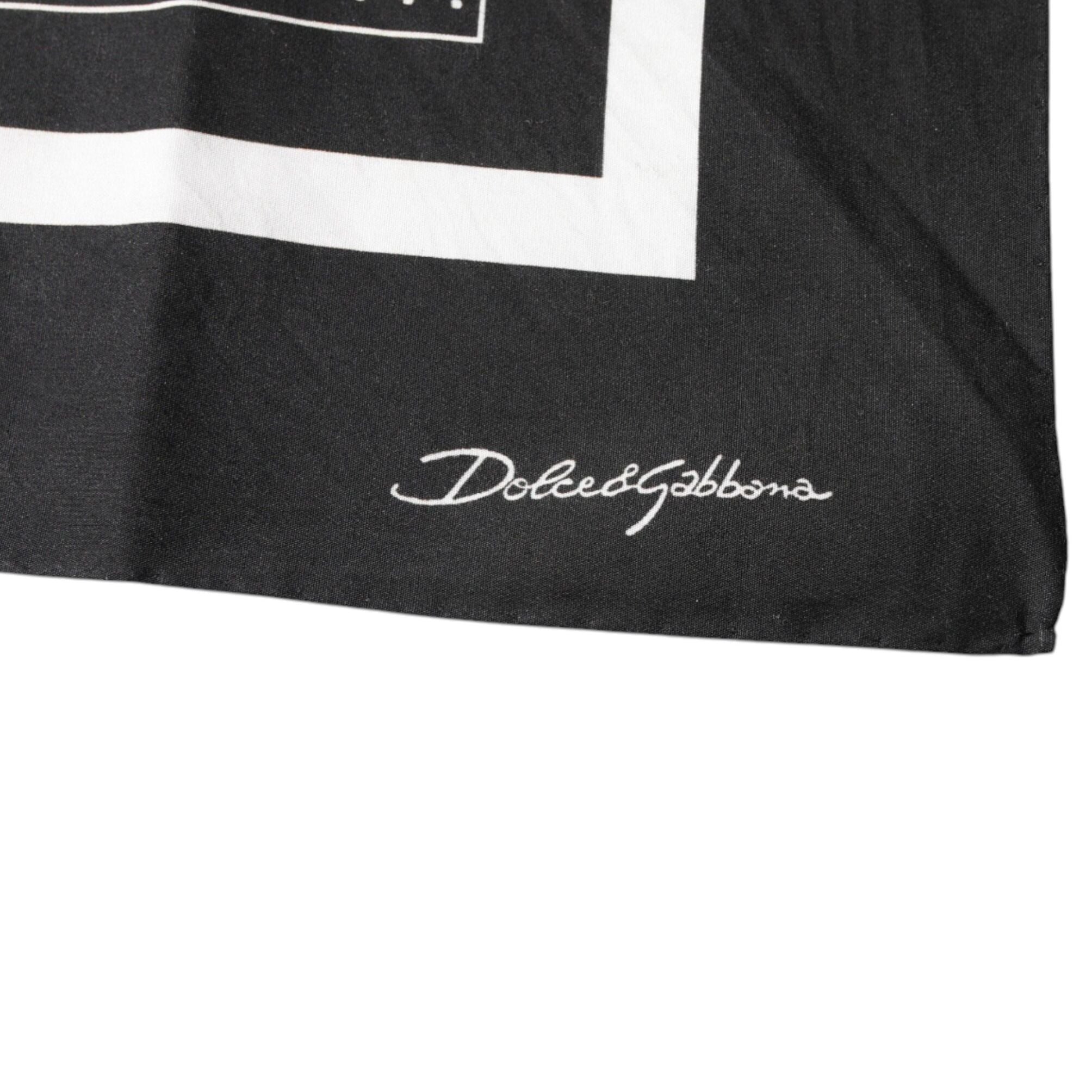 Dolce & Gabbana Black Polka Dots Cotton Handkerchief Scarf