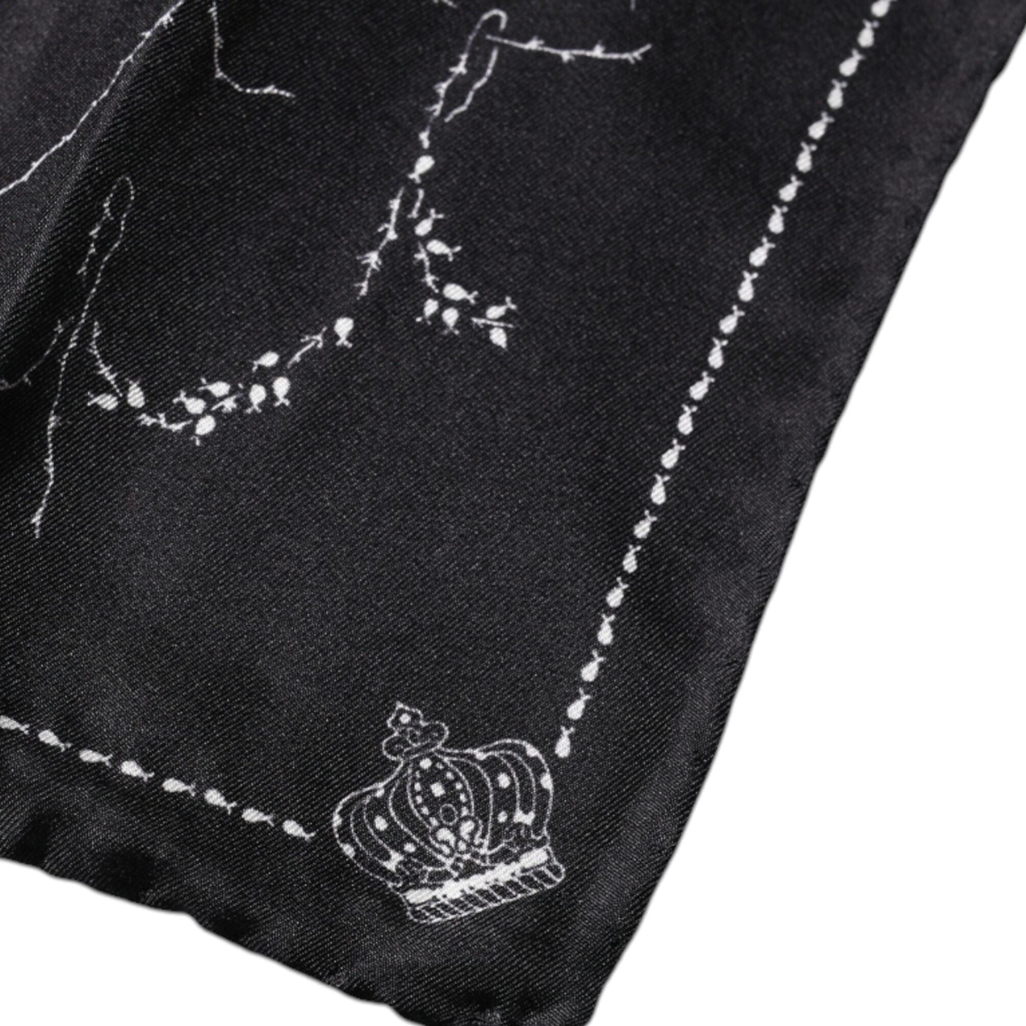 Dolce & Gabbana Black Patterned Silk Handkerchief Scarf