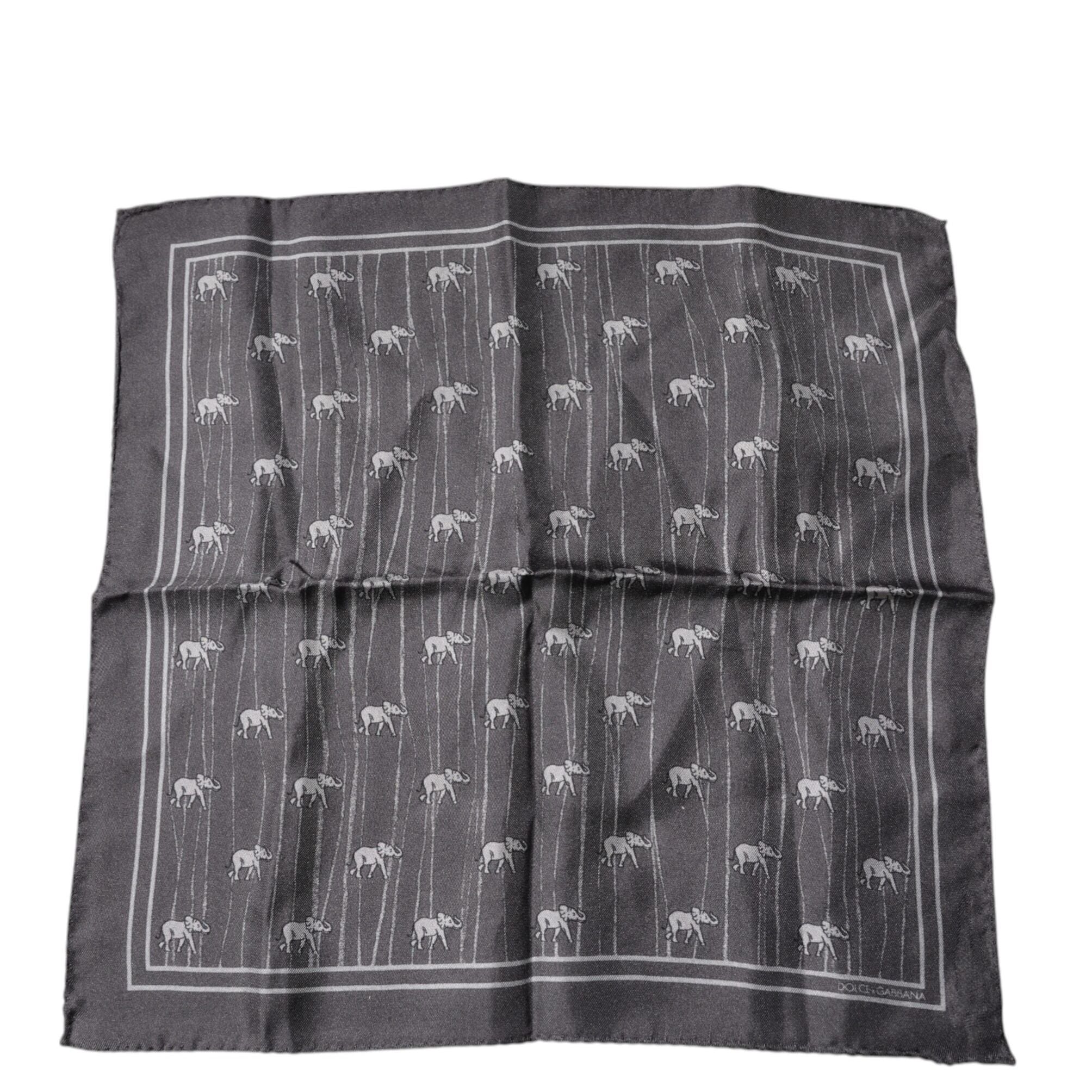 Dolce & Gabbana Brown Elephant Fantasy Handkerchief Scarf