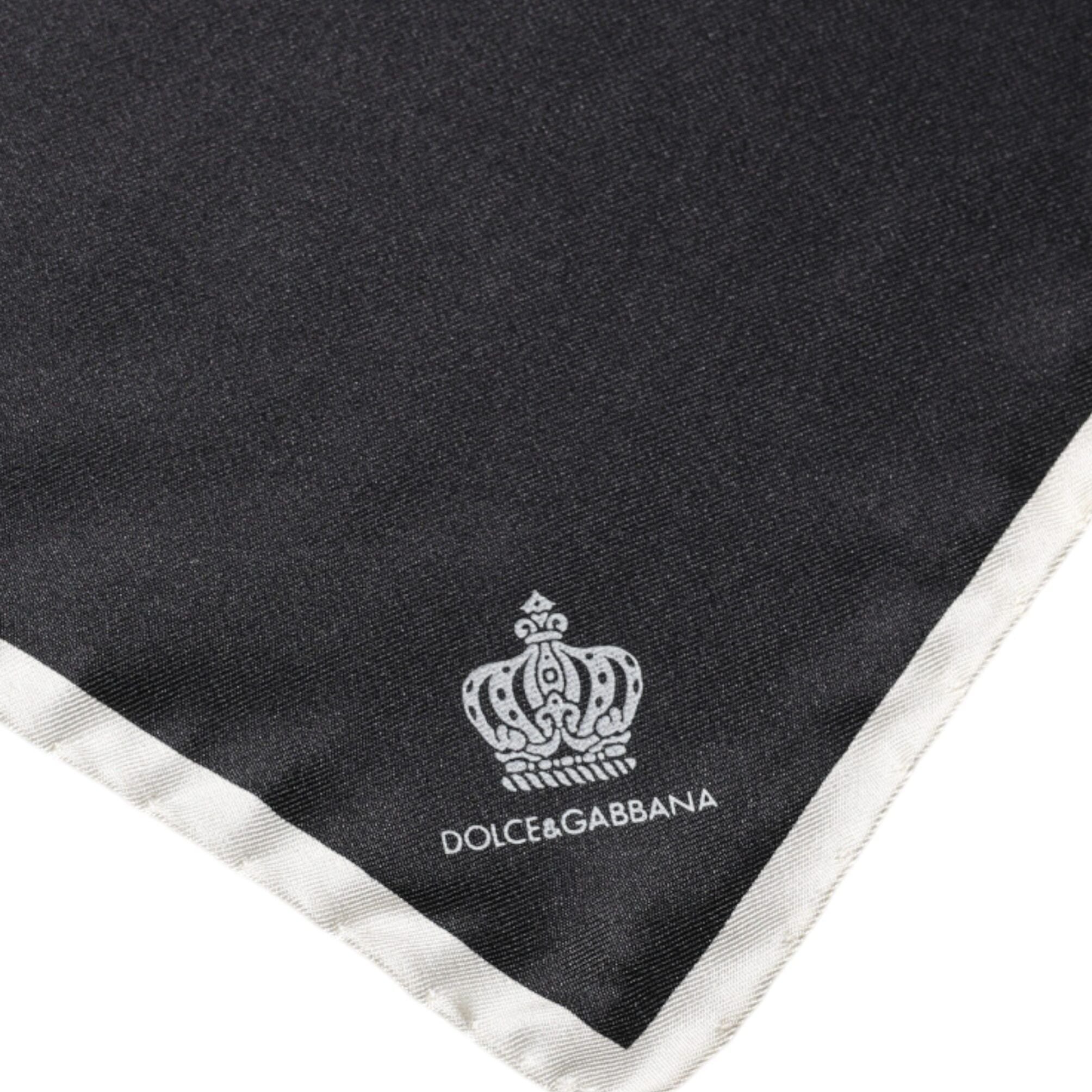 Dolce & Gabbana Black Crown Logo Square Handkerchief Scarf