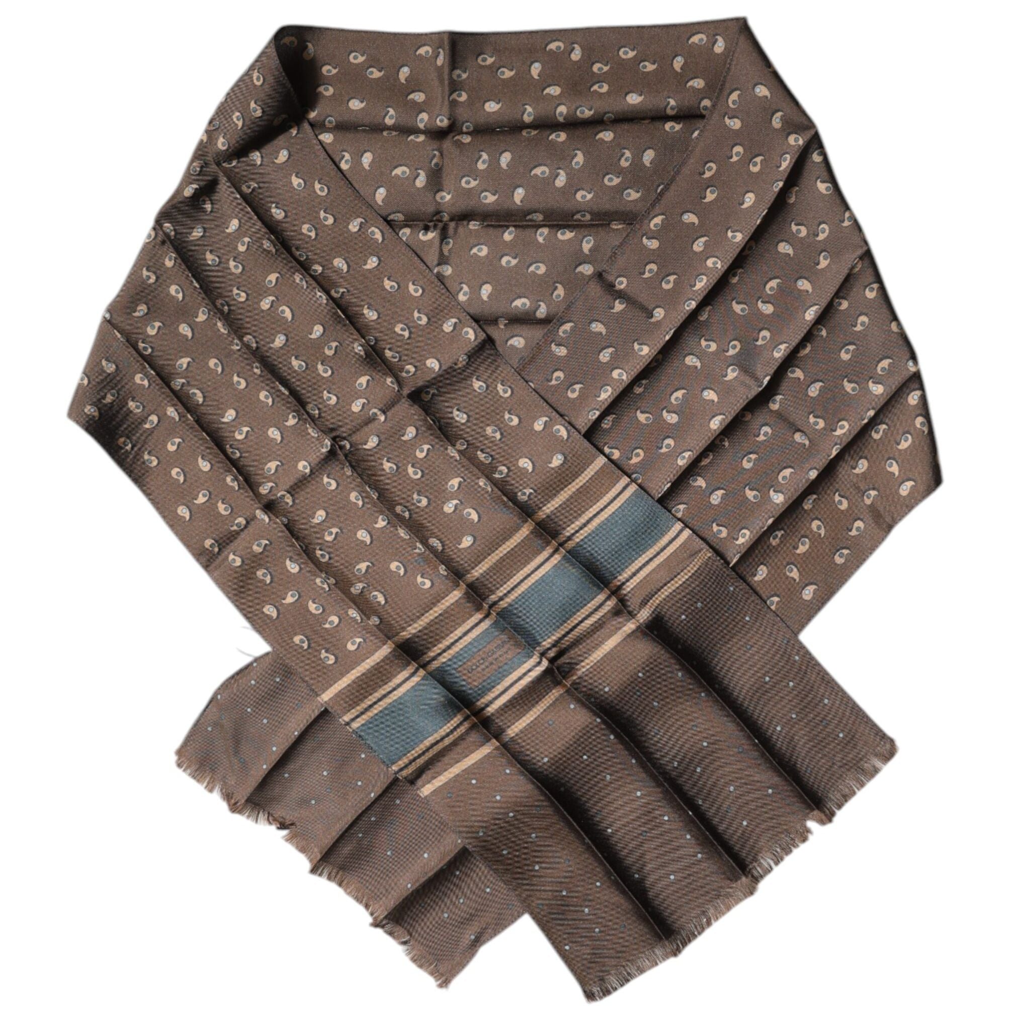 Dolce & Gabbana Brown Fantasy Silk Neck Wrap Shawl Scarf