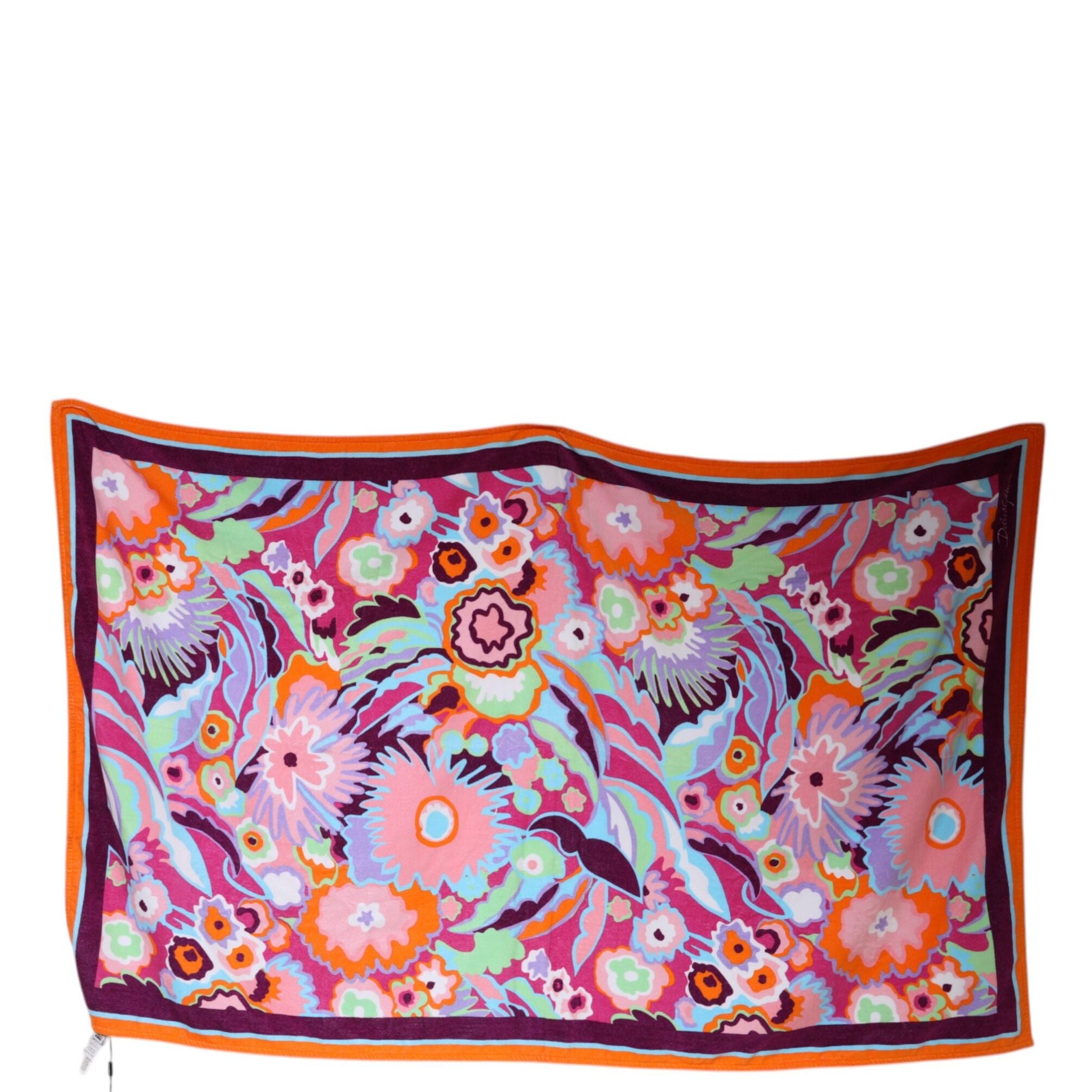 Dolce & Gabbana Multicolor Floral Print Cotton Beach Towel