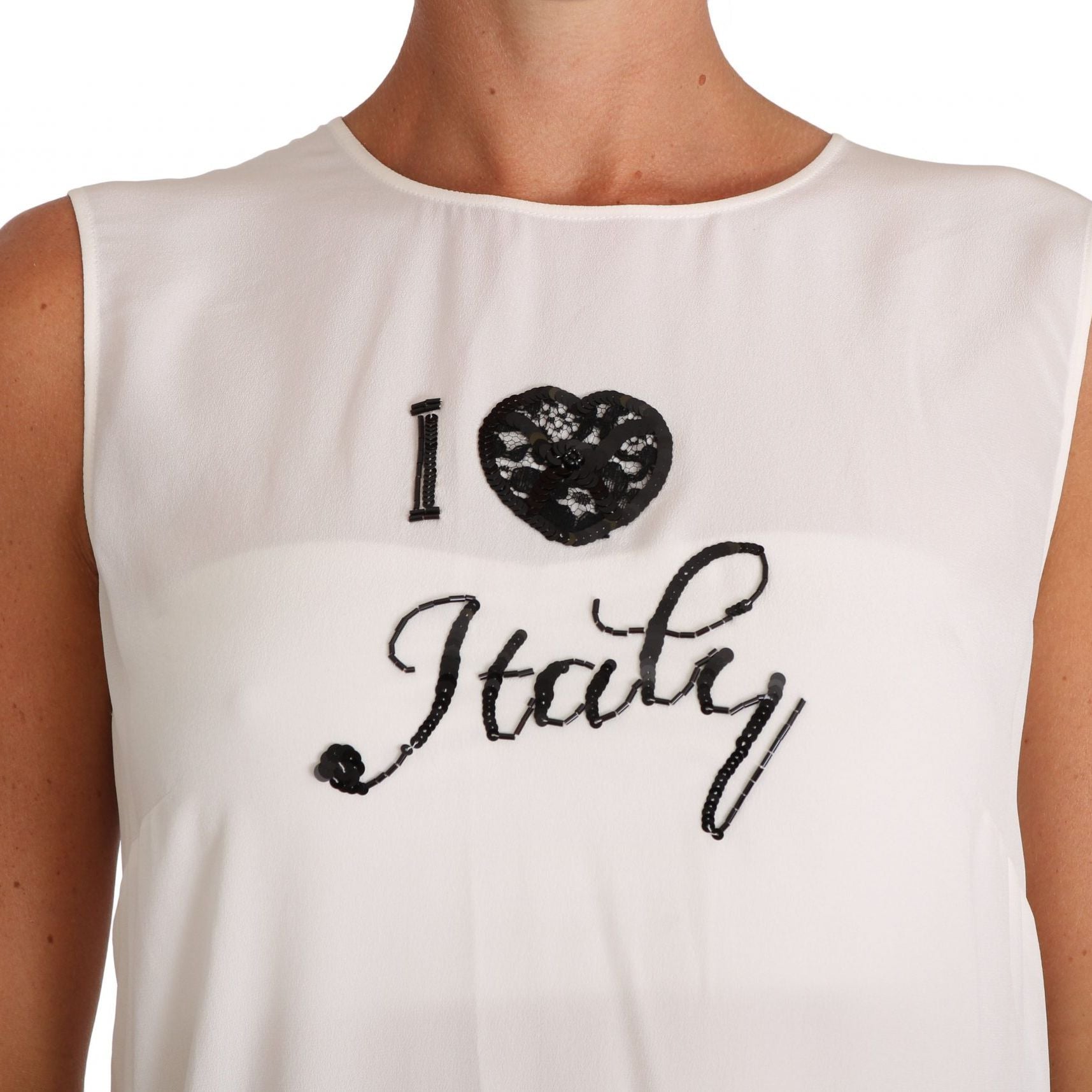 Dolce & Gabbana White Silk I LOVE ITALY Cami T-shirt