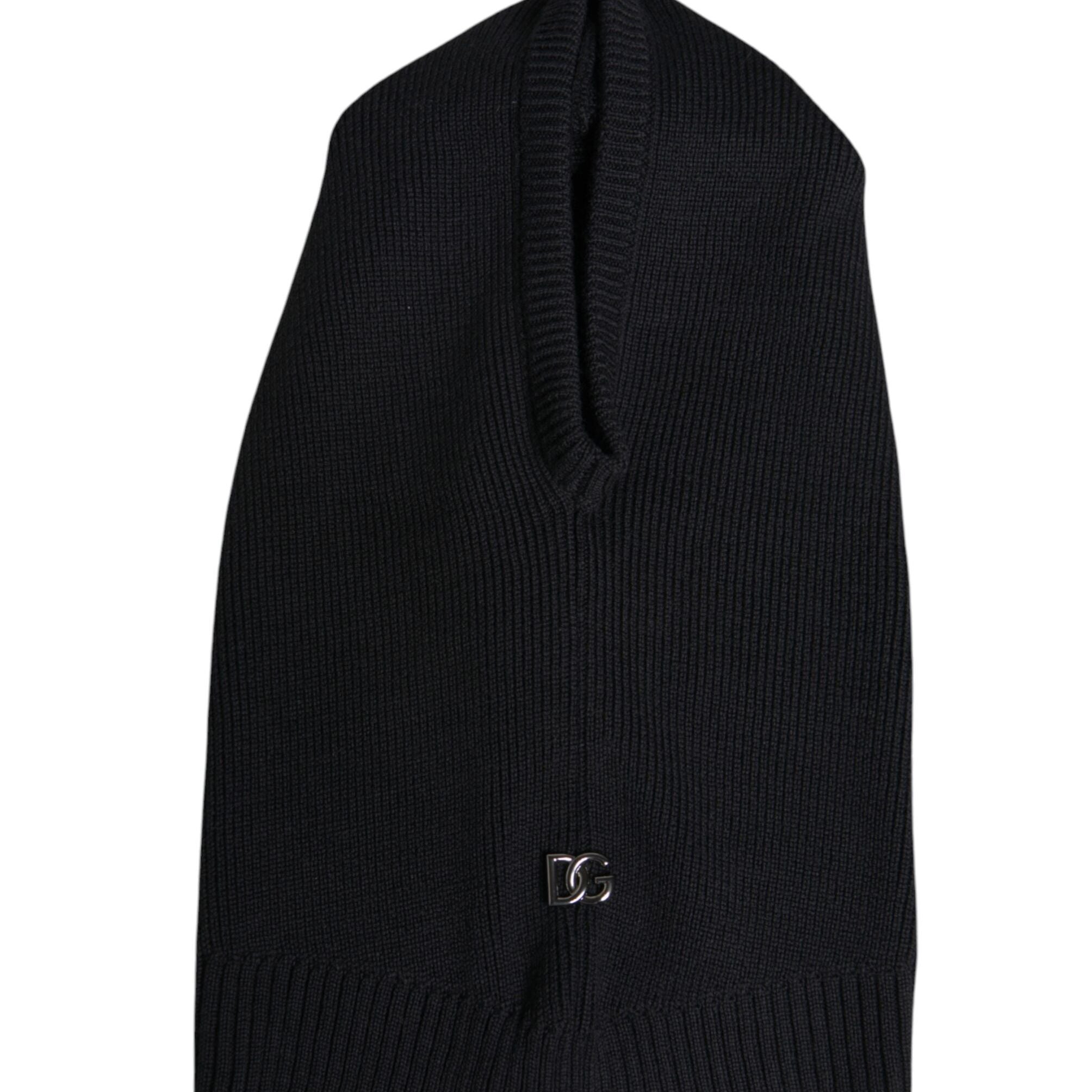 Dolce & Gabbana Black Wool Whole Head Wrap Balaclava Hat